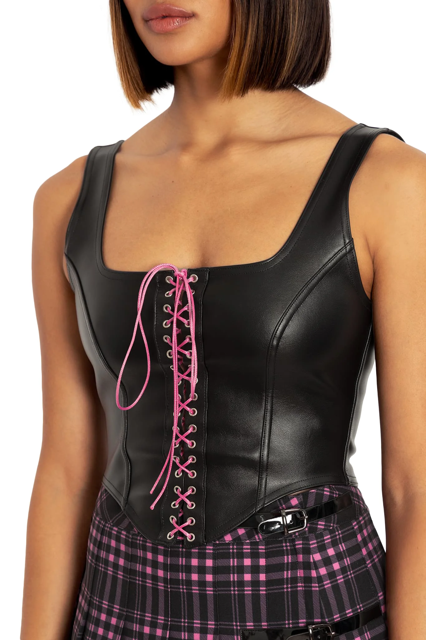 Route 66 Pink Lace Up Corset Top - Image 3