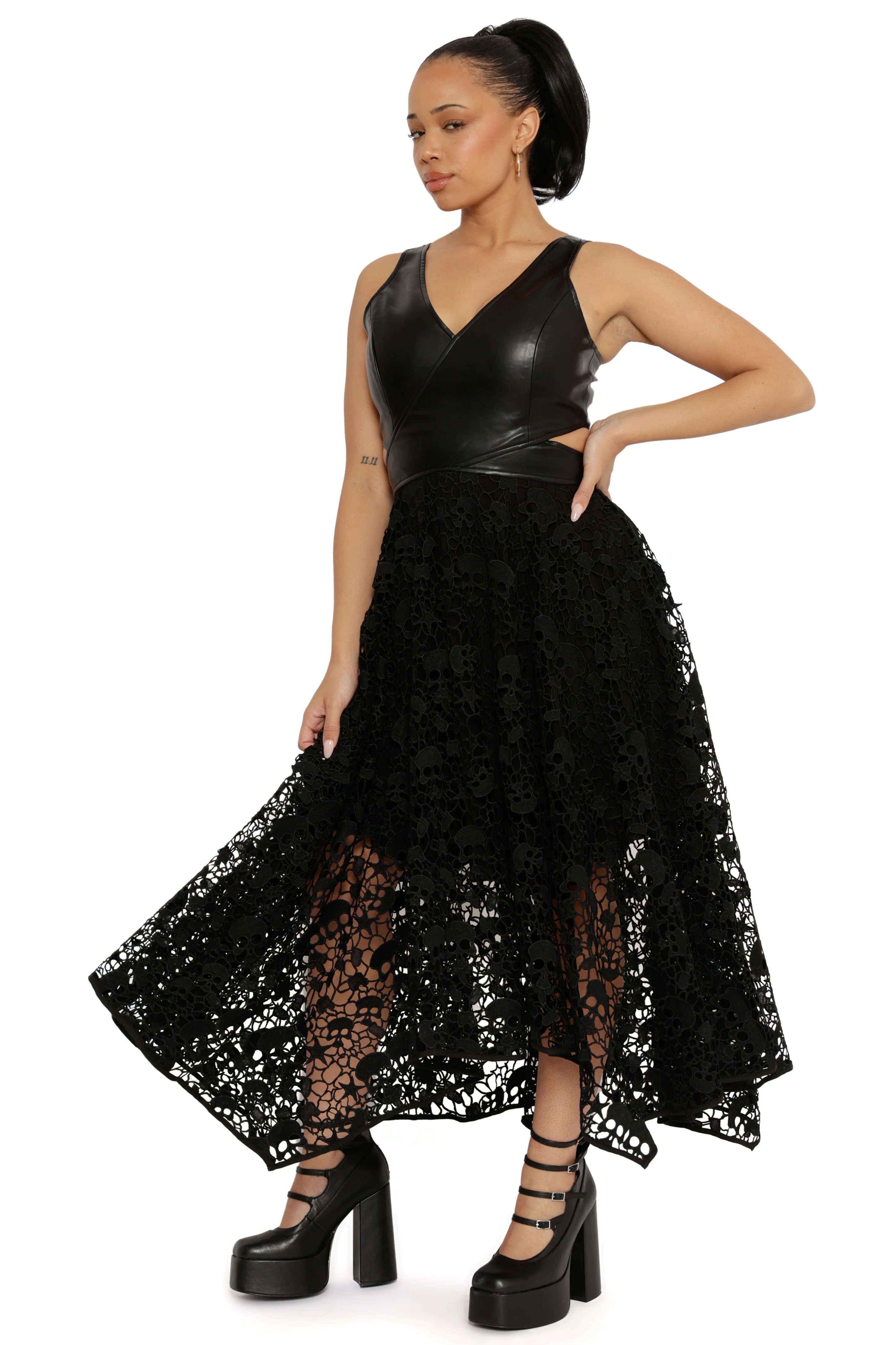 Route 666 Skull Lace Handkerchief Maxi Dress - Image 10