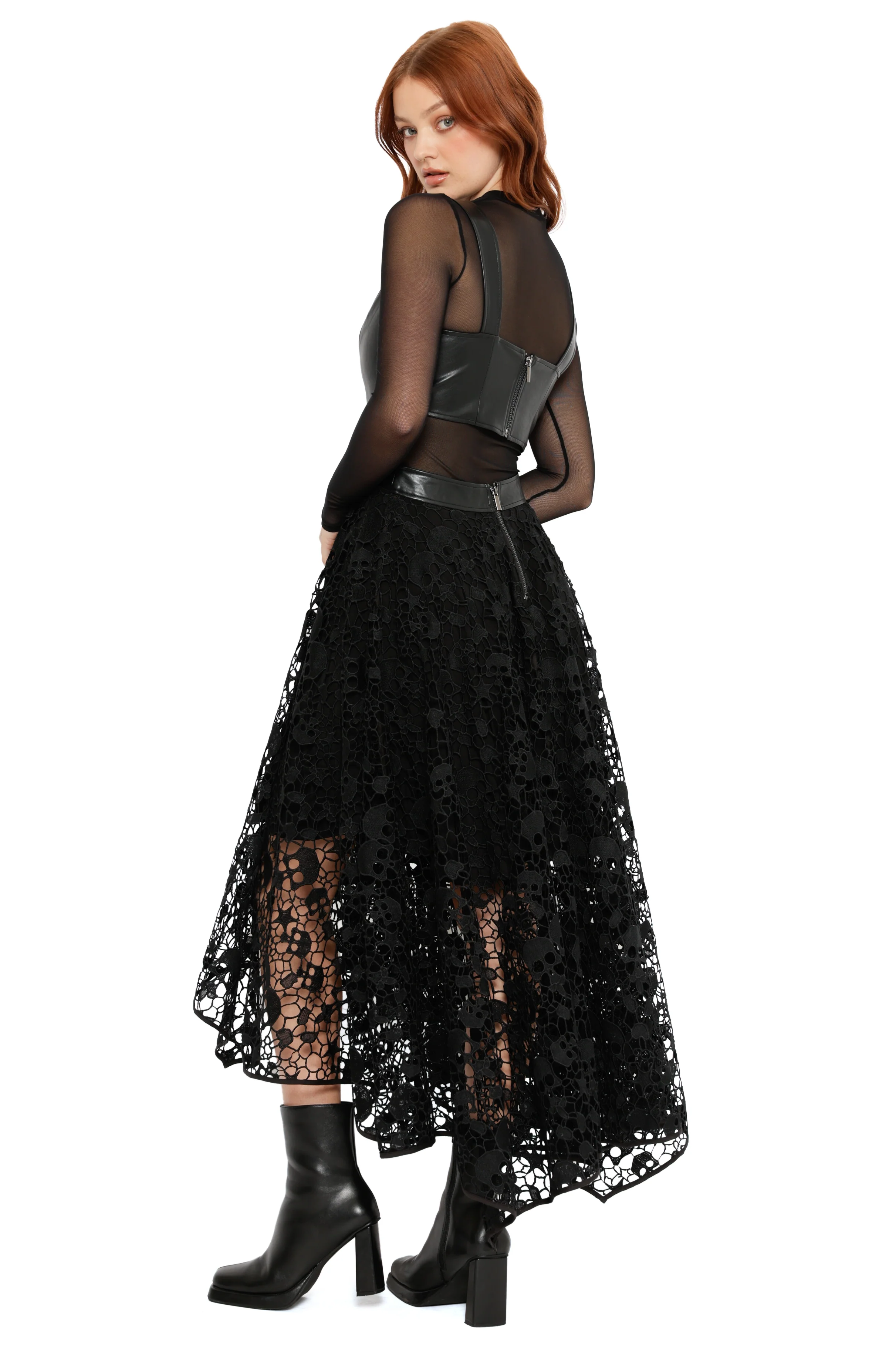 Route 666 Skull Lace Handkerchief Maxi Dress - Image 5
