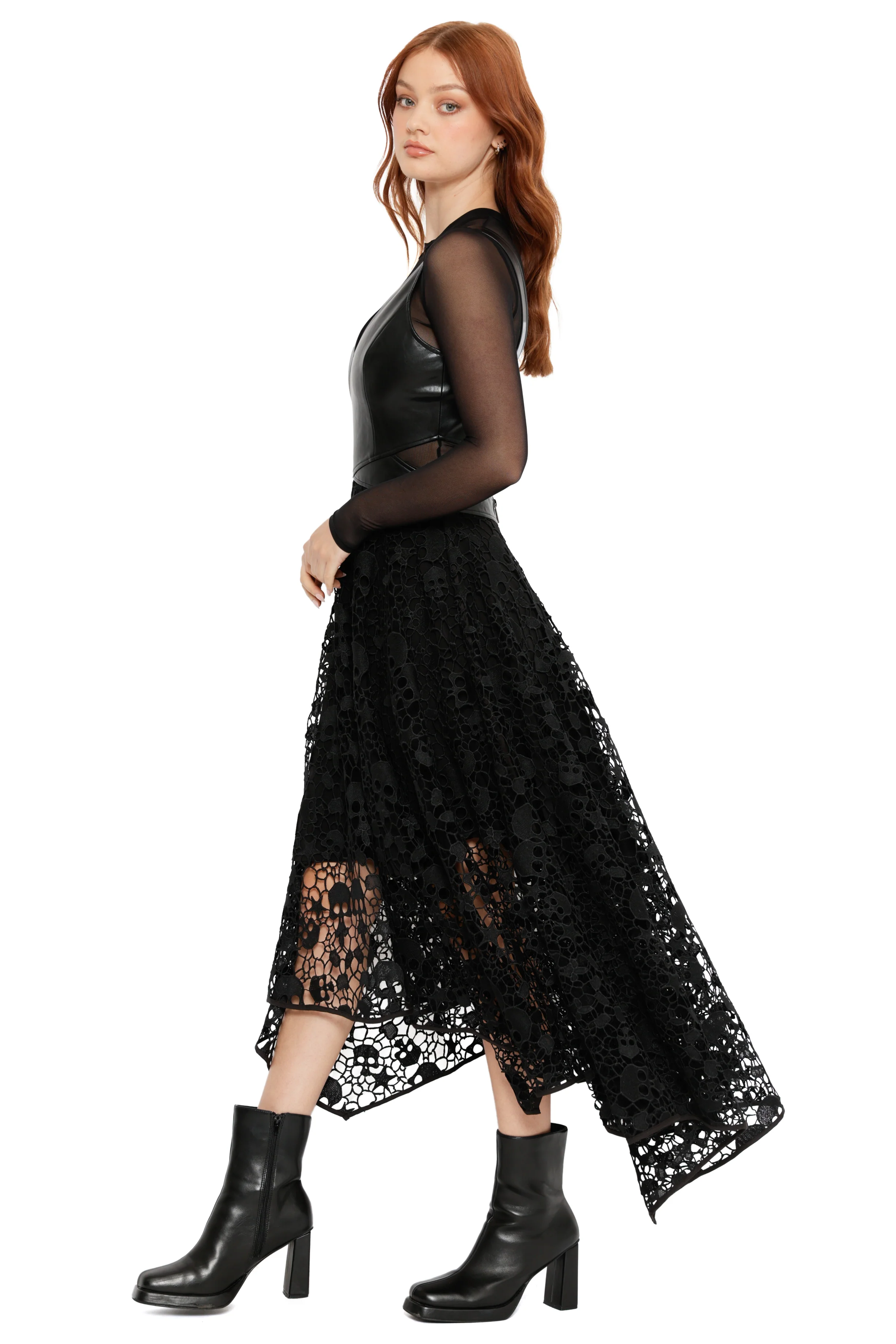 Route 666 Skull Lace Handkerchief Maxi Dress - Image 9