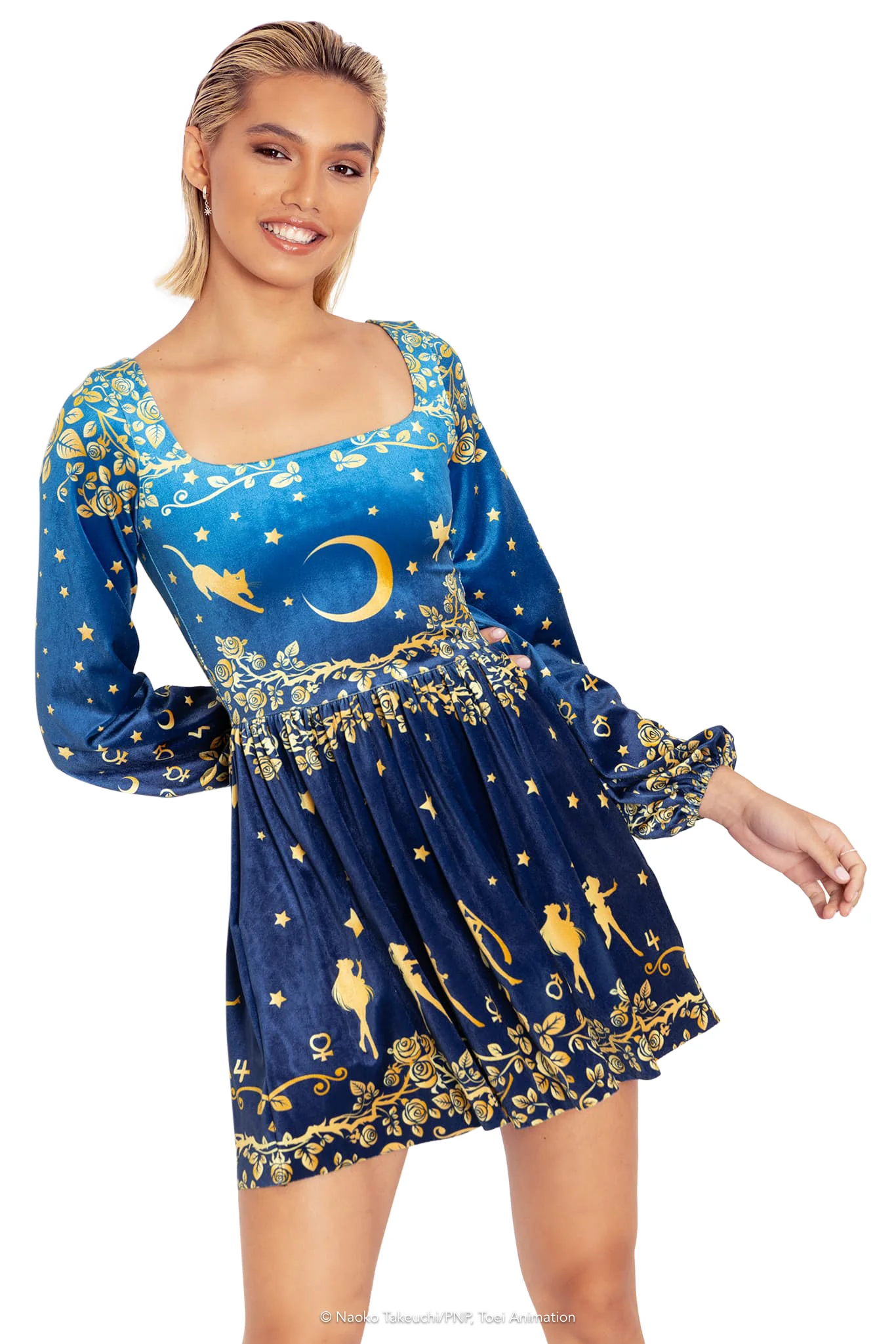 Sailor Guardians Stars Velvet Squared Up Bishop Dress - Image 6