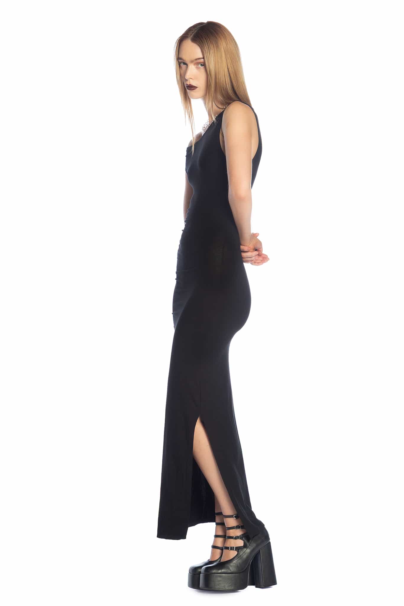 Sculpted Black Off The Shoulder Dress - Image 5