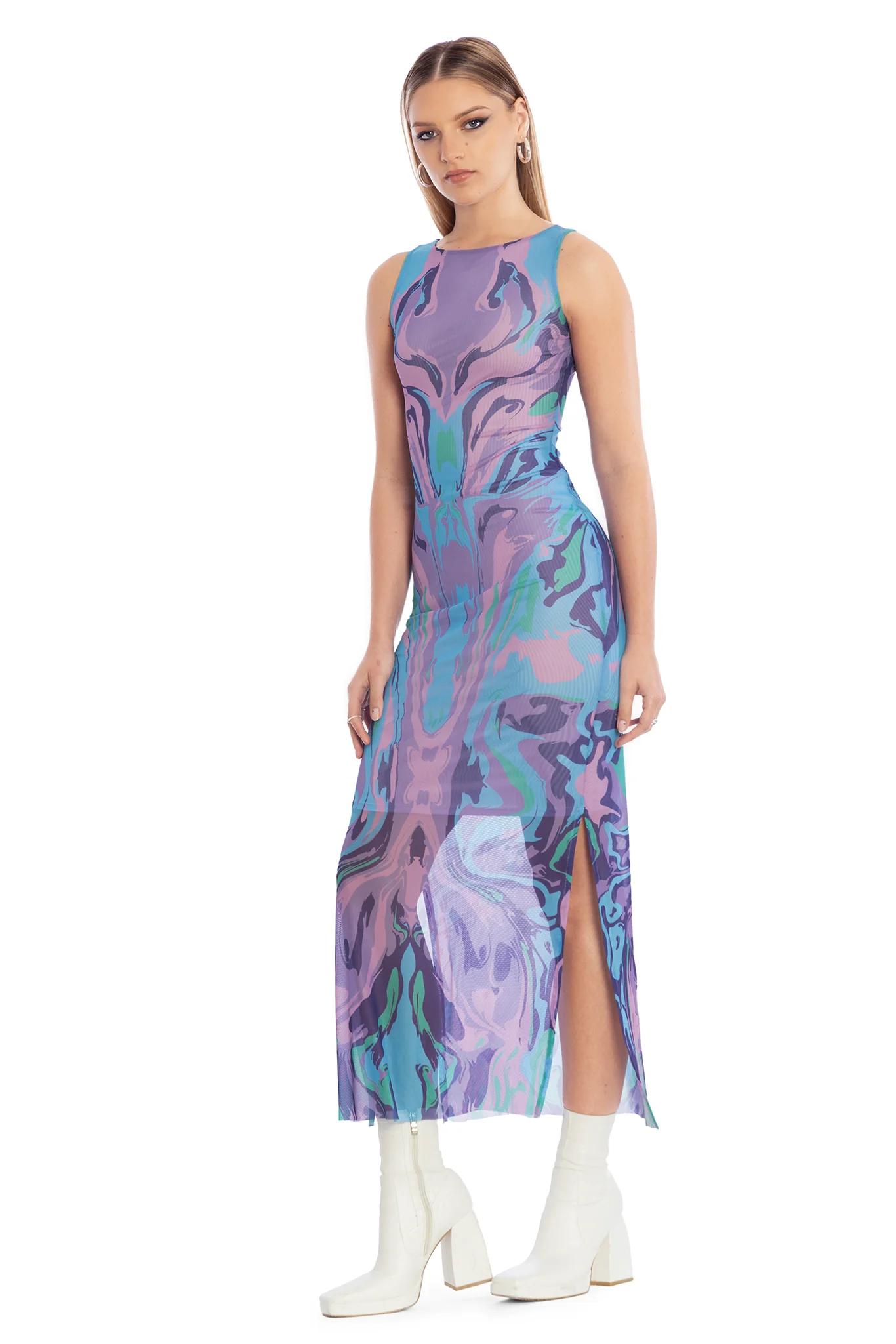 Secrets Of The Sea Sheer Column Maxi Dress - Image 5