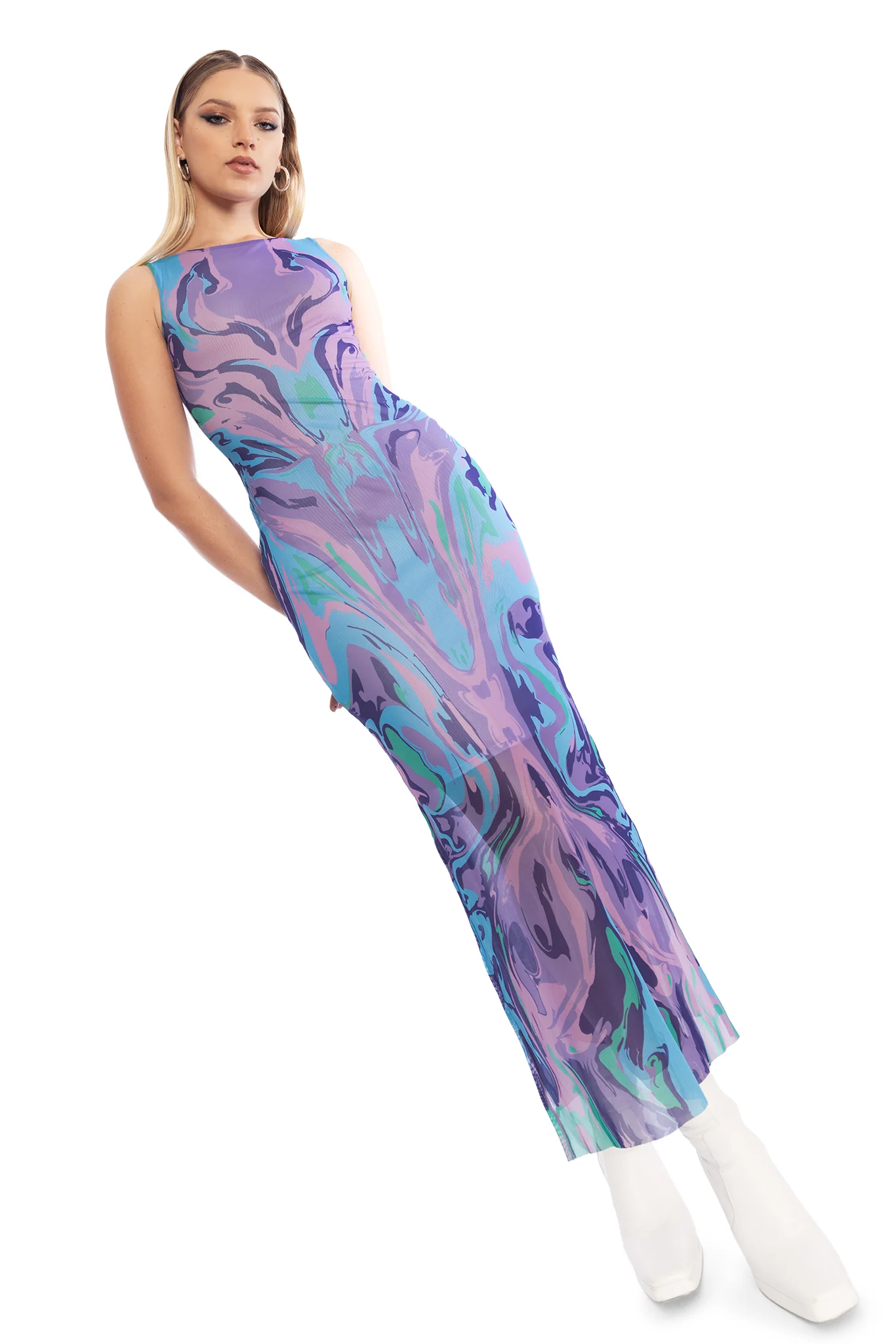Secrets Of The Sea Sheer Column Maxi Dress - Image 6