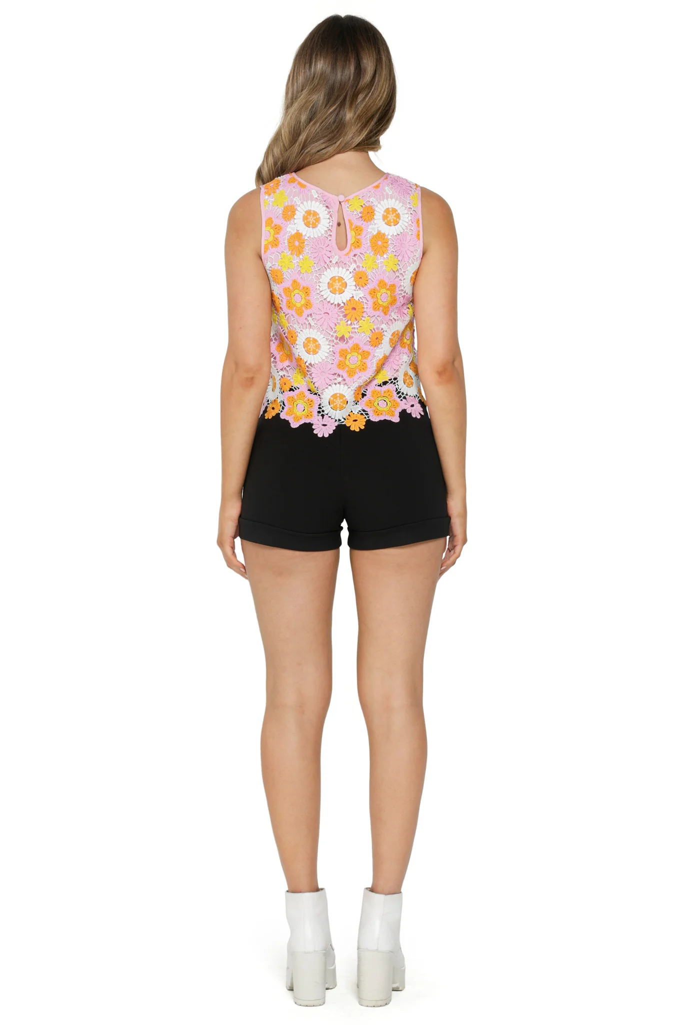 Sherbet Floral Crocheted Crop Top - Image 2