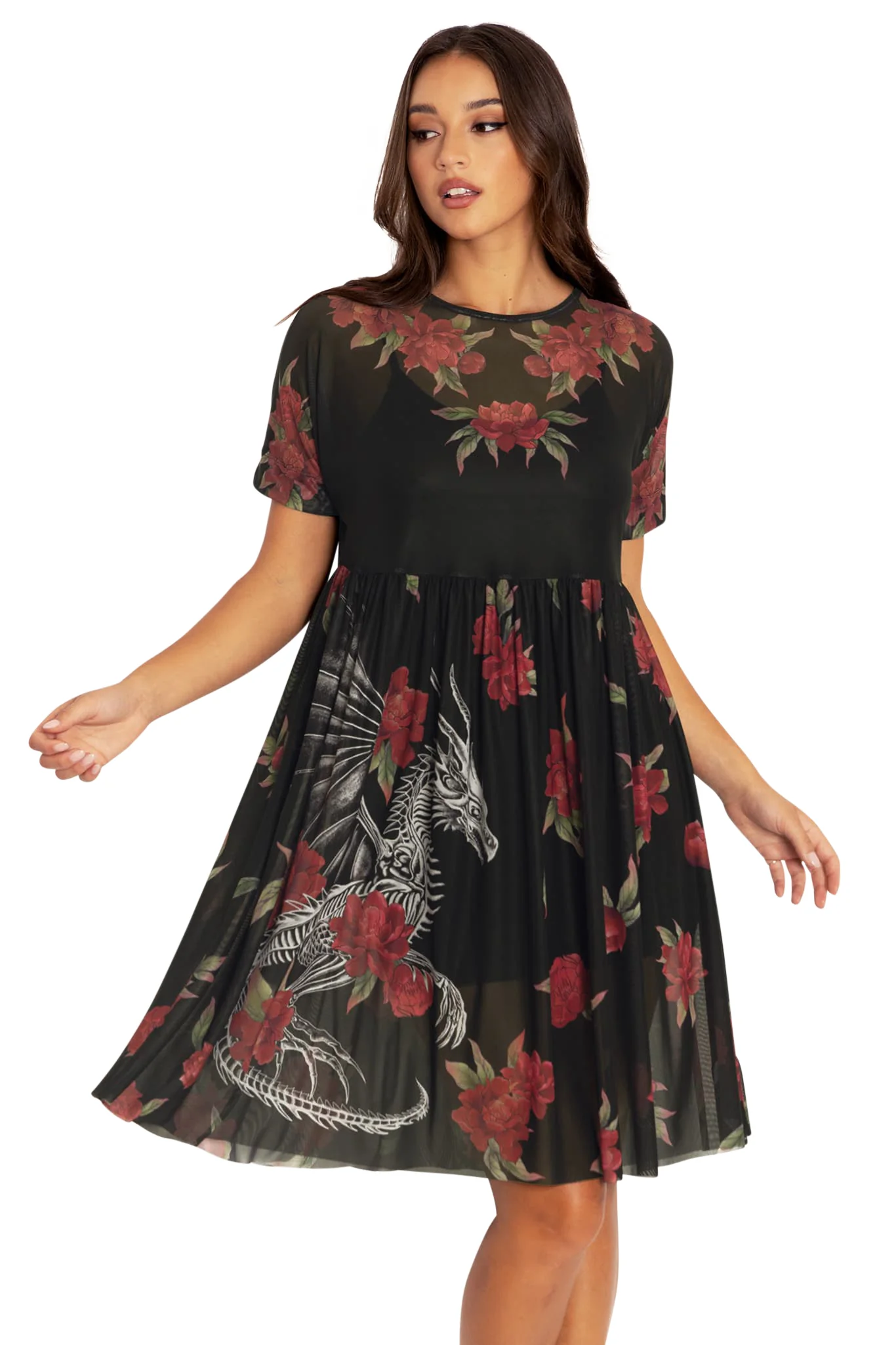 Skeletal Dragon Sheer Smock Dress - Image 6