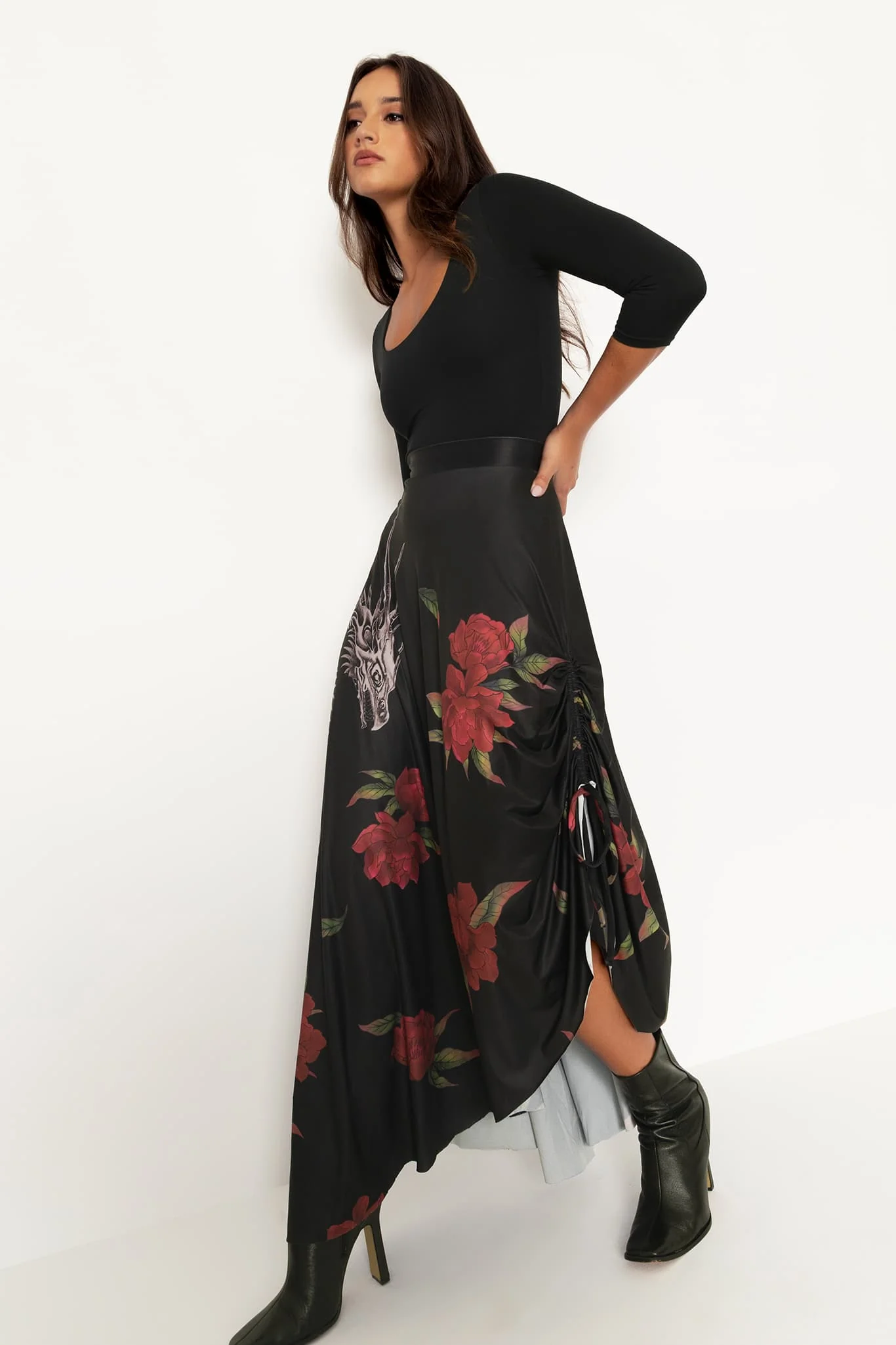 Skeletal Dragon Strung Side Maxi Skirt - Image 6