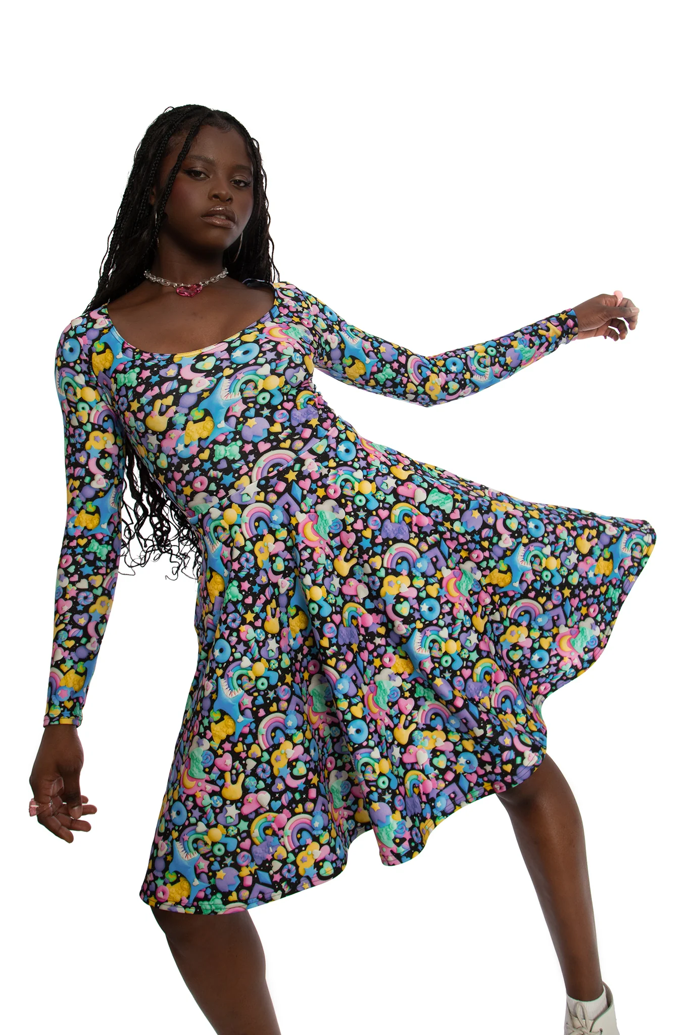 Space Gummies Toastie Long Sleeve Longline Dress - Image 7