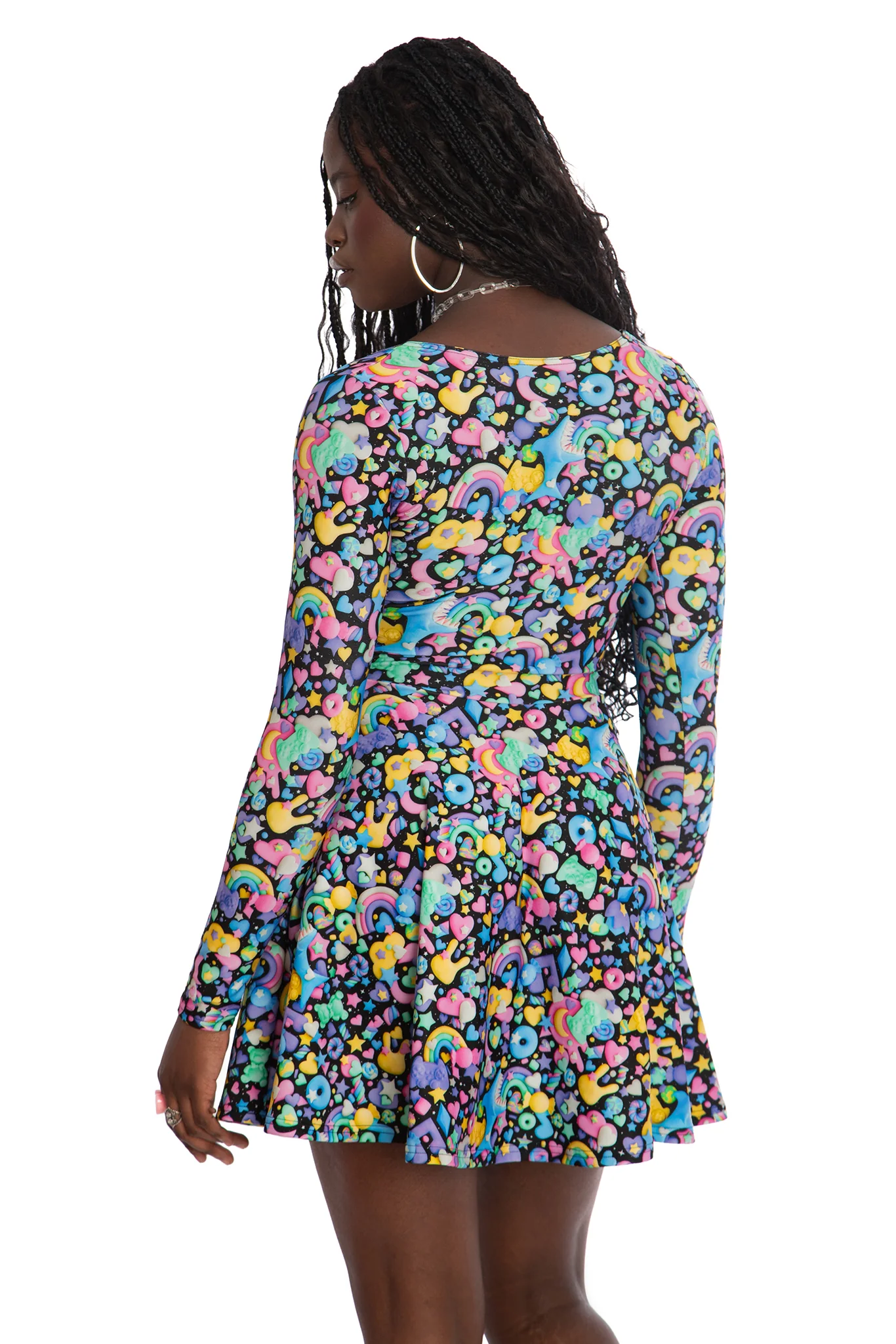 Space Gummies Toastie Long Sleeve Skater Dress - Image 2