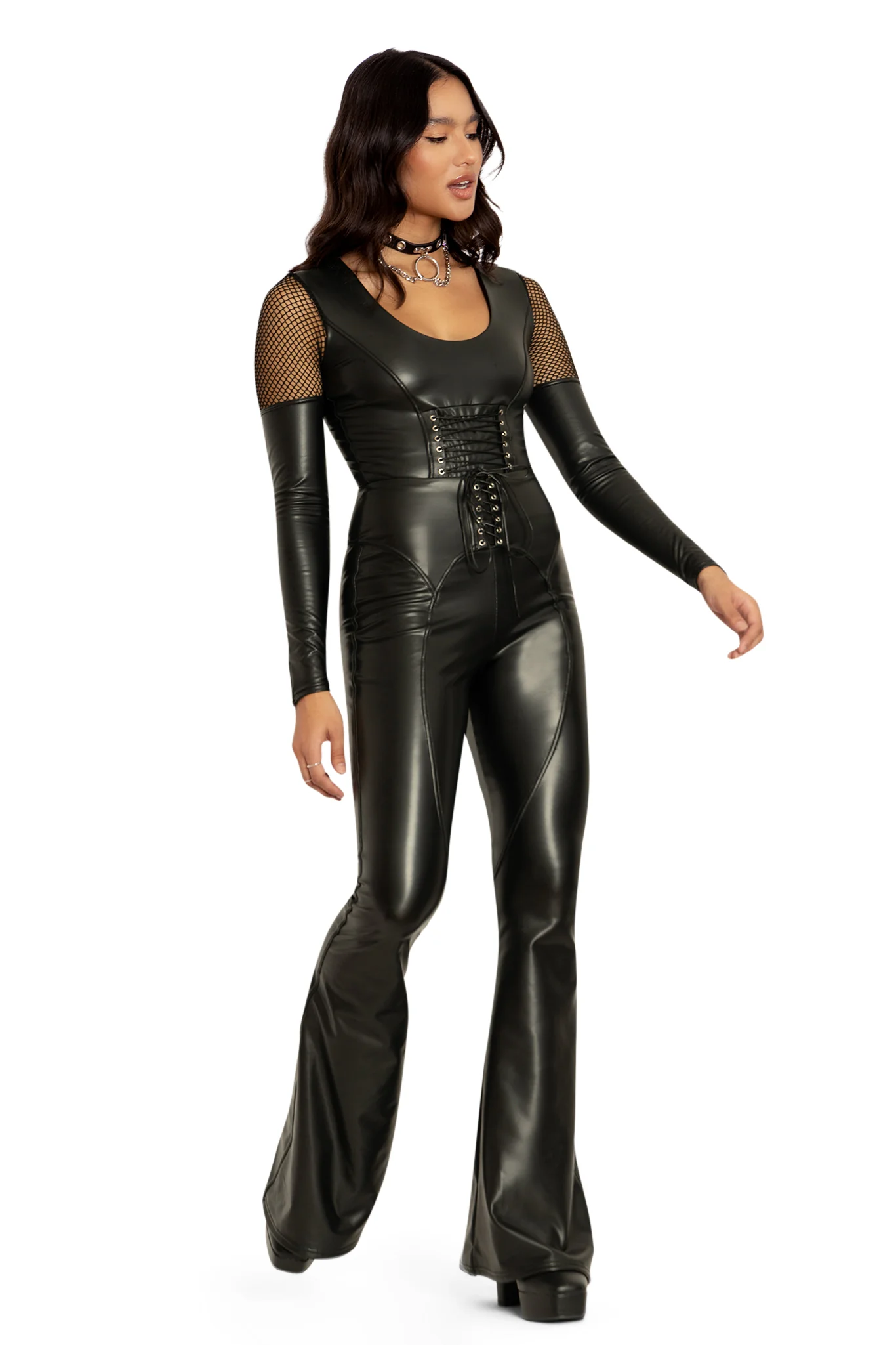 Space Pirate High Waisted Lace Up Flare Pants - Image 7