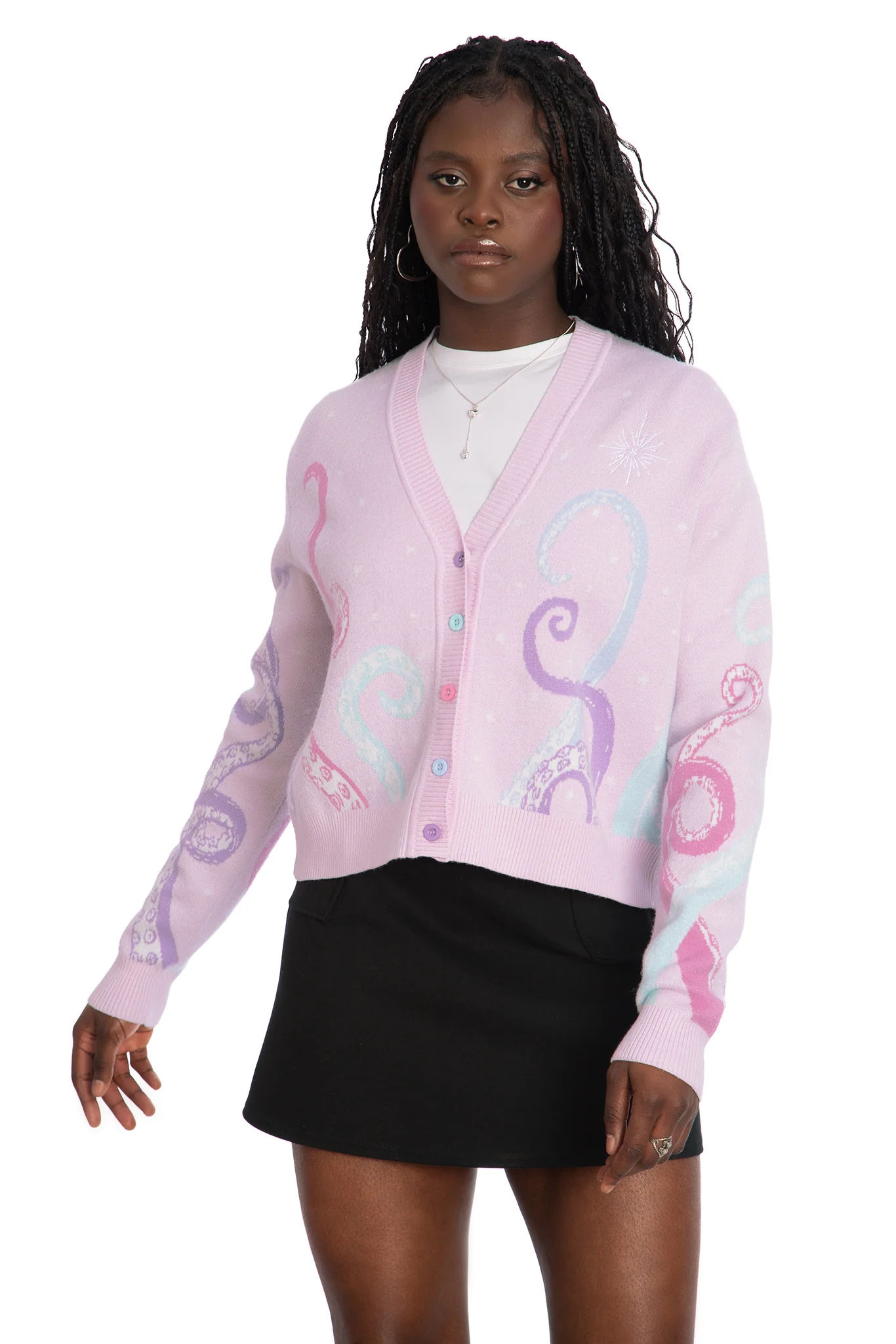 Space Tentacles Pastel Cropped Cardigan - Image 7