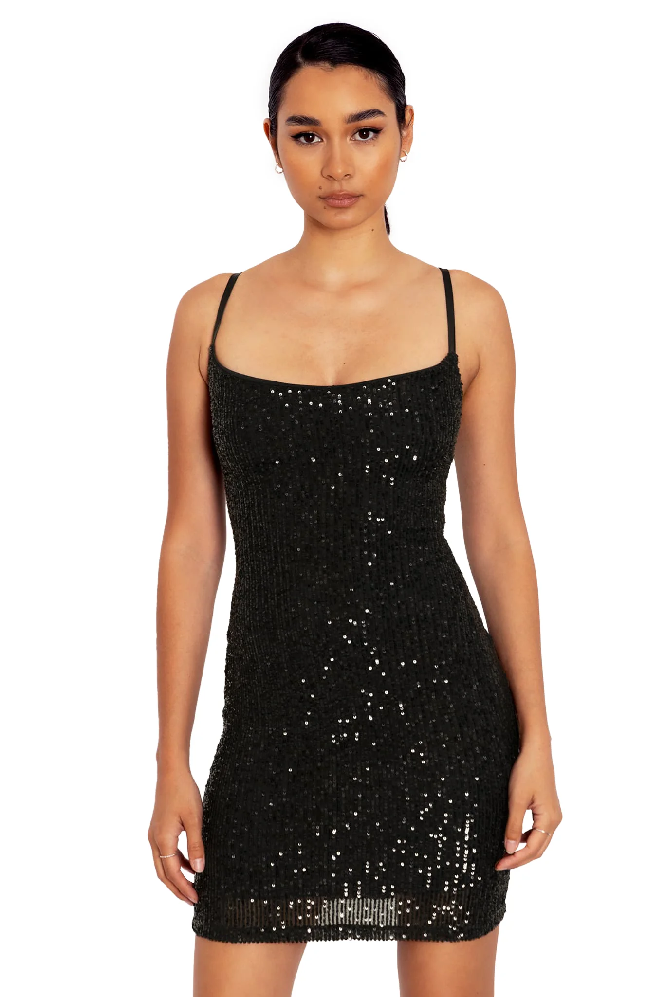Sparkle Sparkle Black Sequin Lace Back Mini Dress - Image 8
