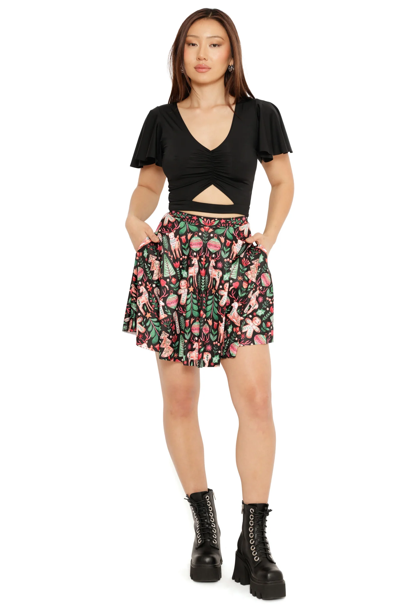 Spruced Up Pocket Skater Skirt