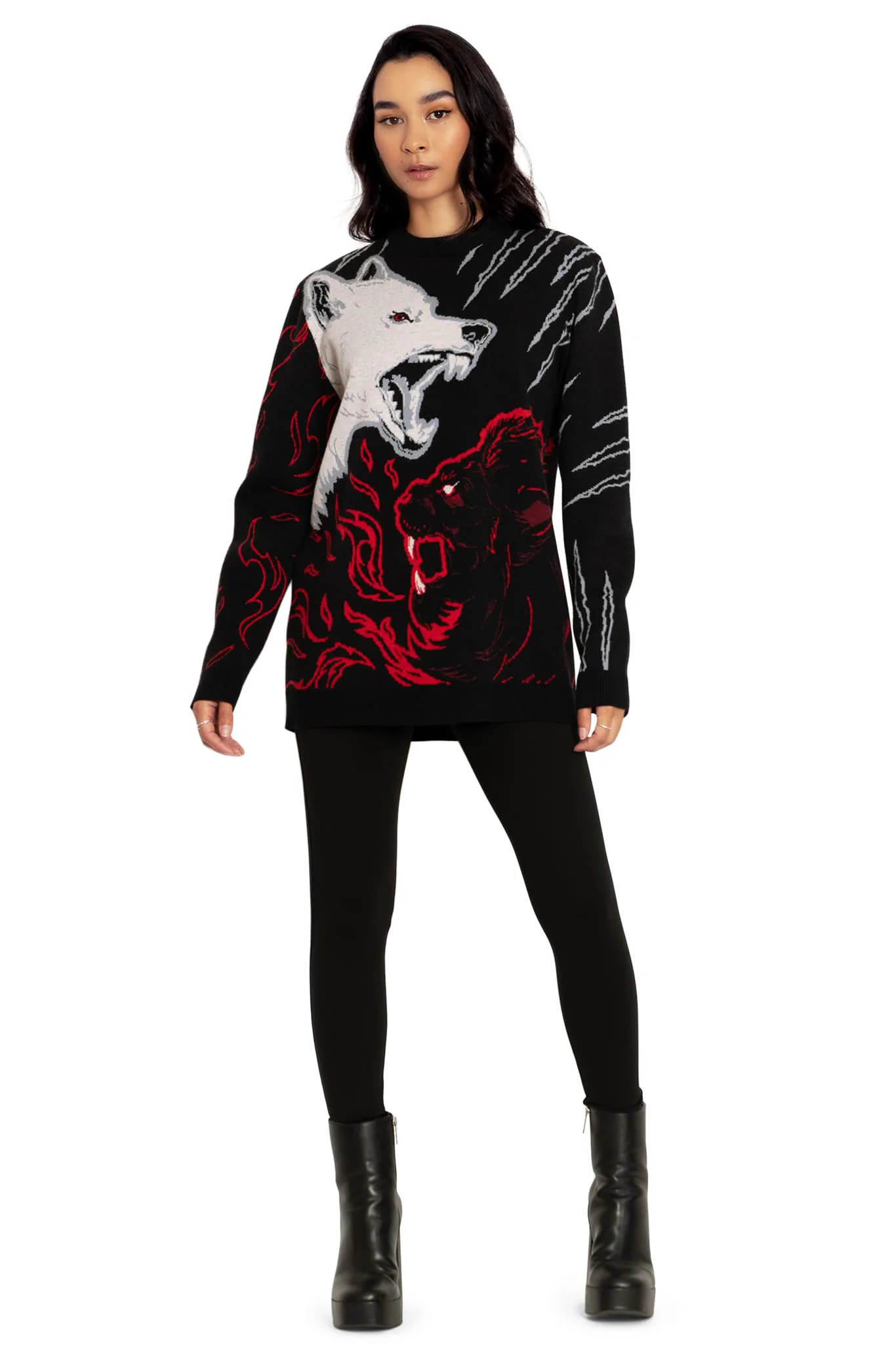 Stark Vs Lannister Oversized Knit Sweater - Image 5
