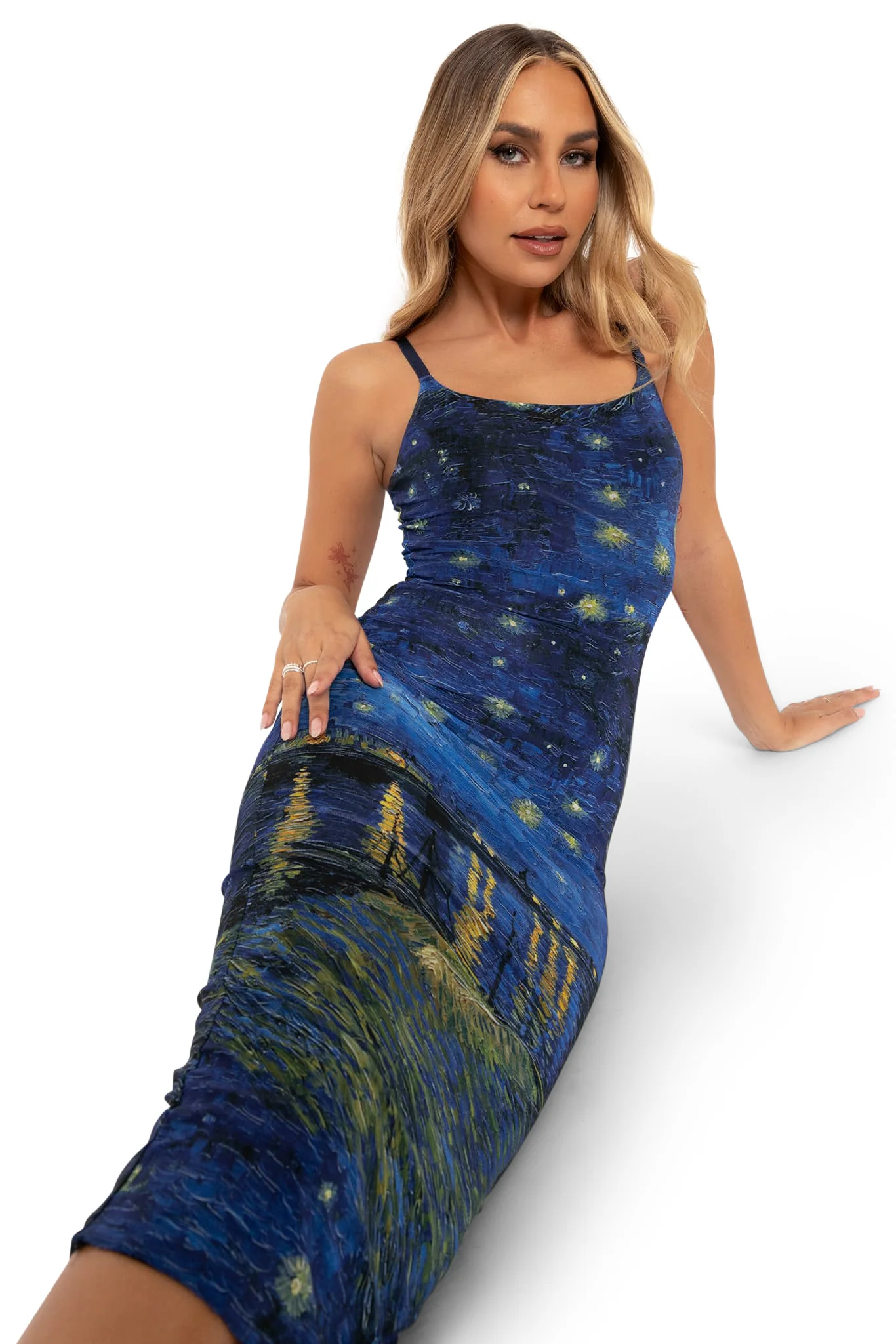 Starry Night Over The Rhône Sheer Bodycon Slip Dress - Image 8