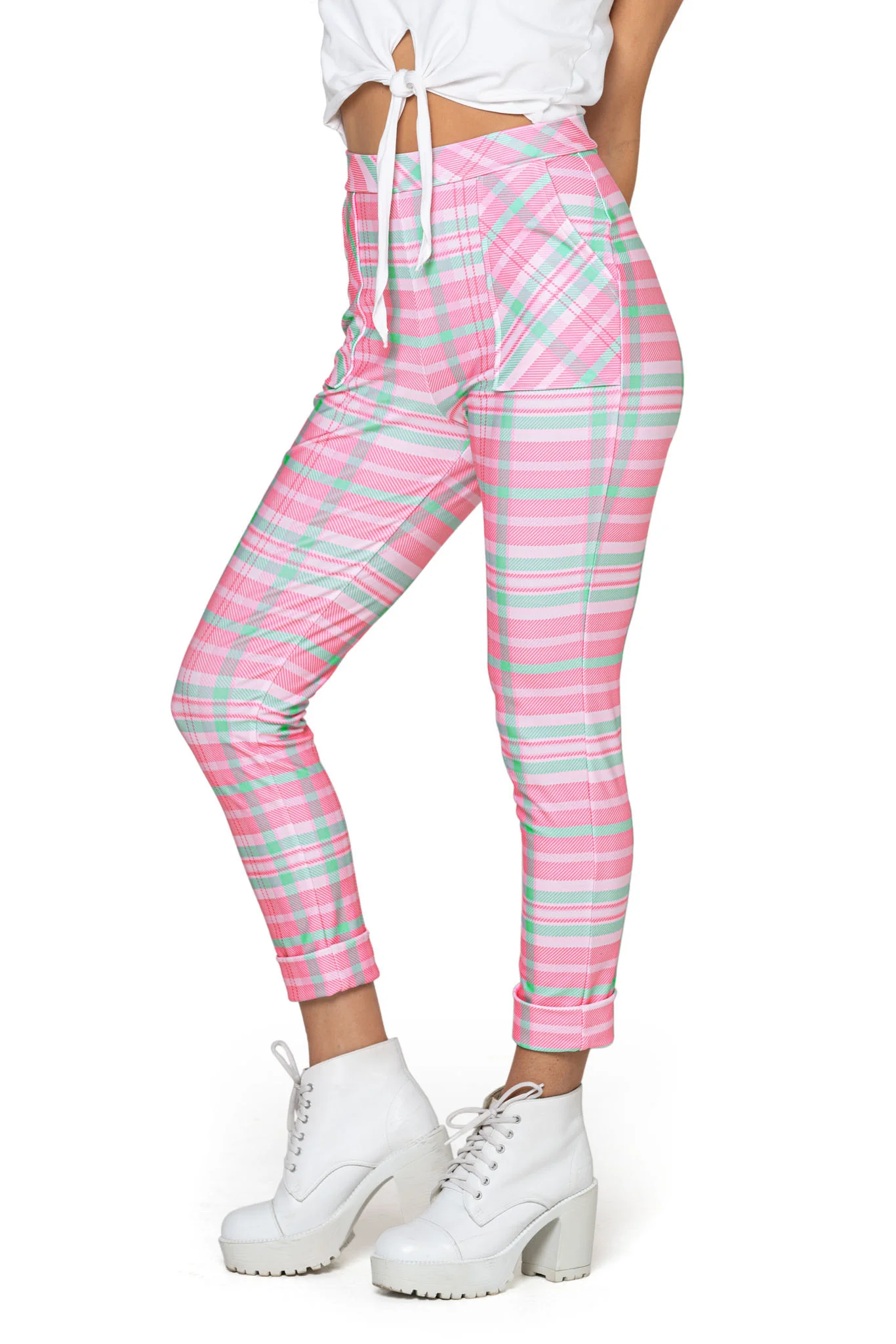 Tartan Pink Cuffed Pants - Image 3
