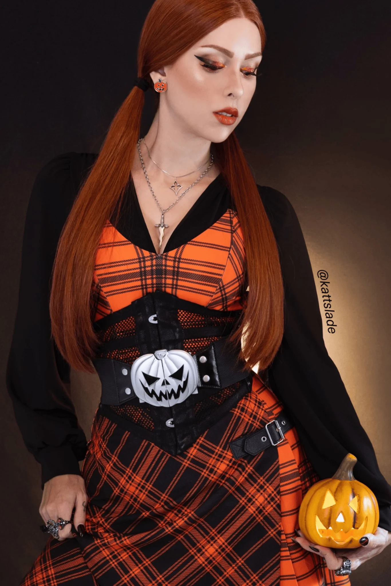 Tartan Punk Orange Skater Kilt - Image 4