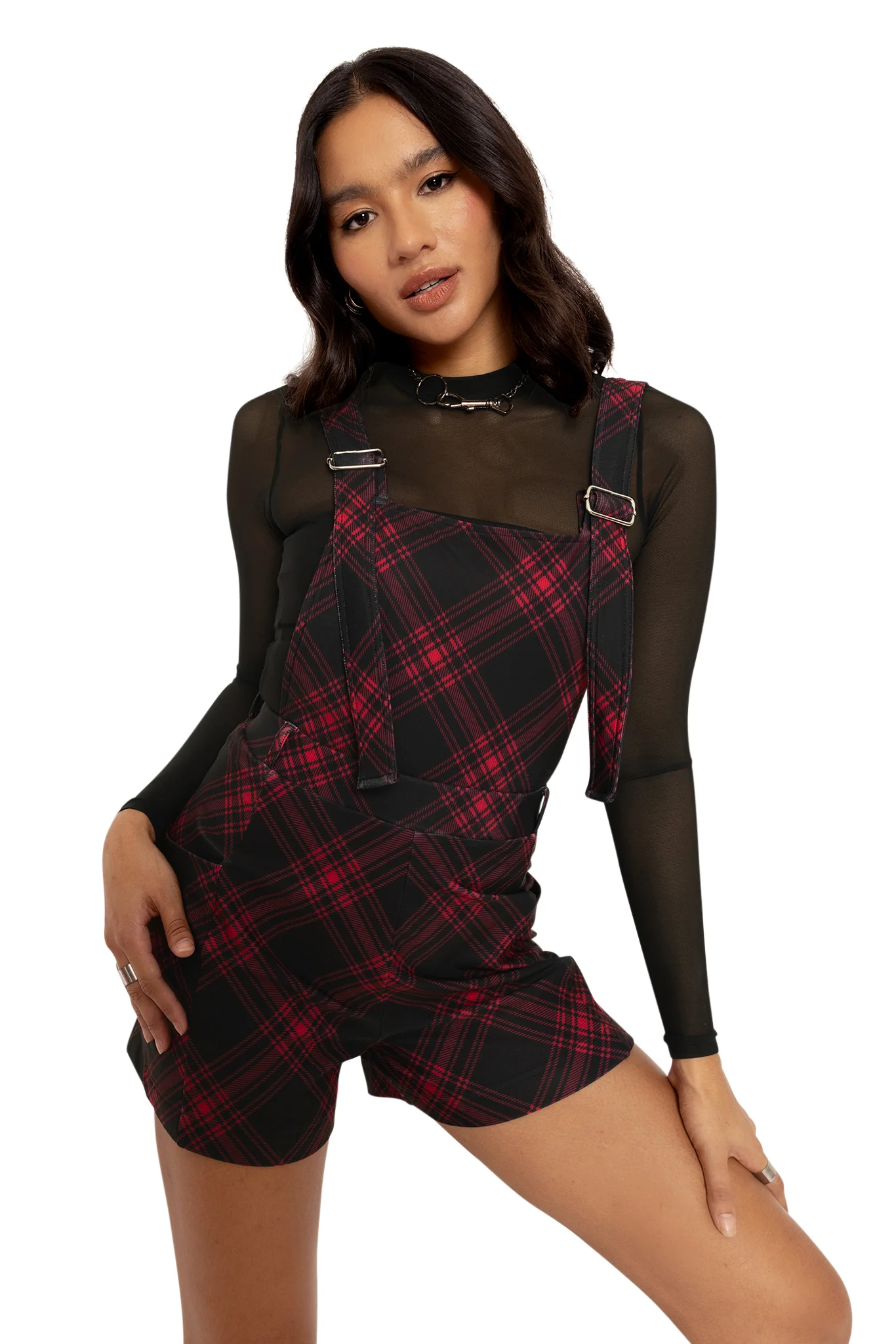 Tartan Punk Red Play Overalls - Image 6