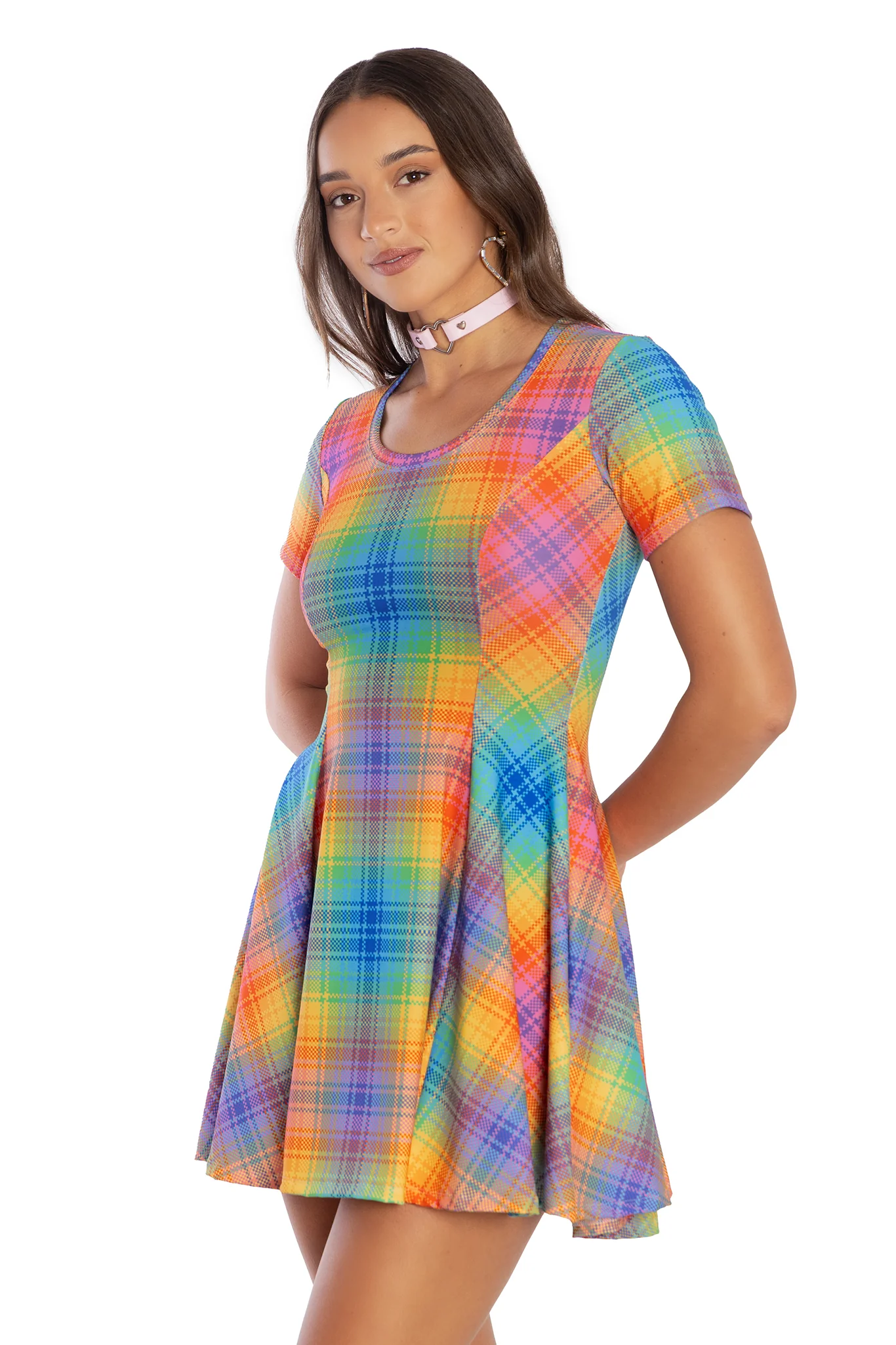 Tartan Rainbow Scoop Evil Tee Dress - Image 4