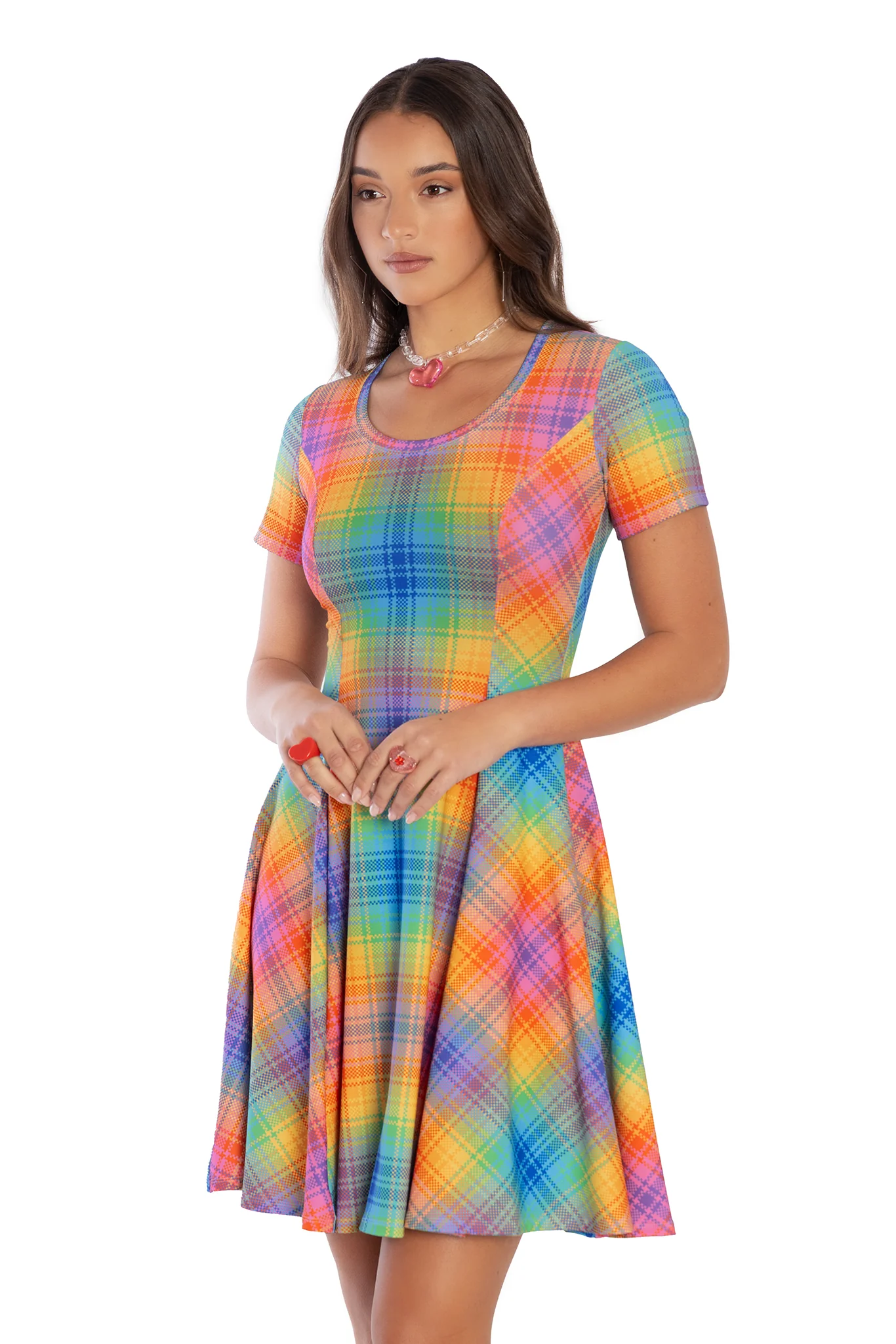 Tartan Rainbow Scoop Longline Evil Tee Dress - Image 4