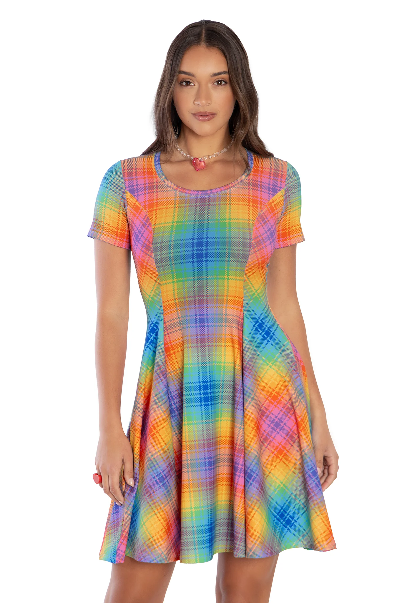 Tartan Rainbow Scoop Longline Evil Tee Dress - Image 5