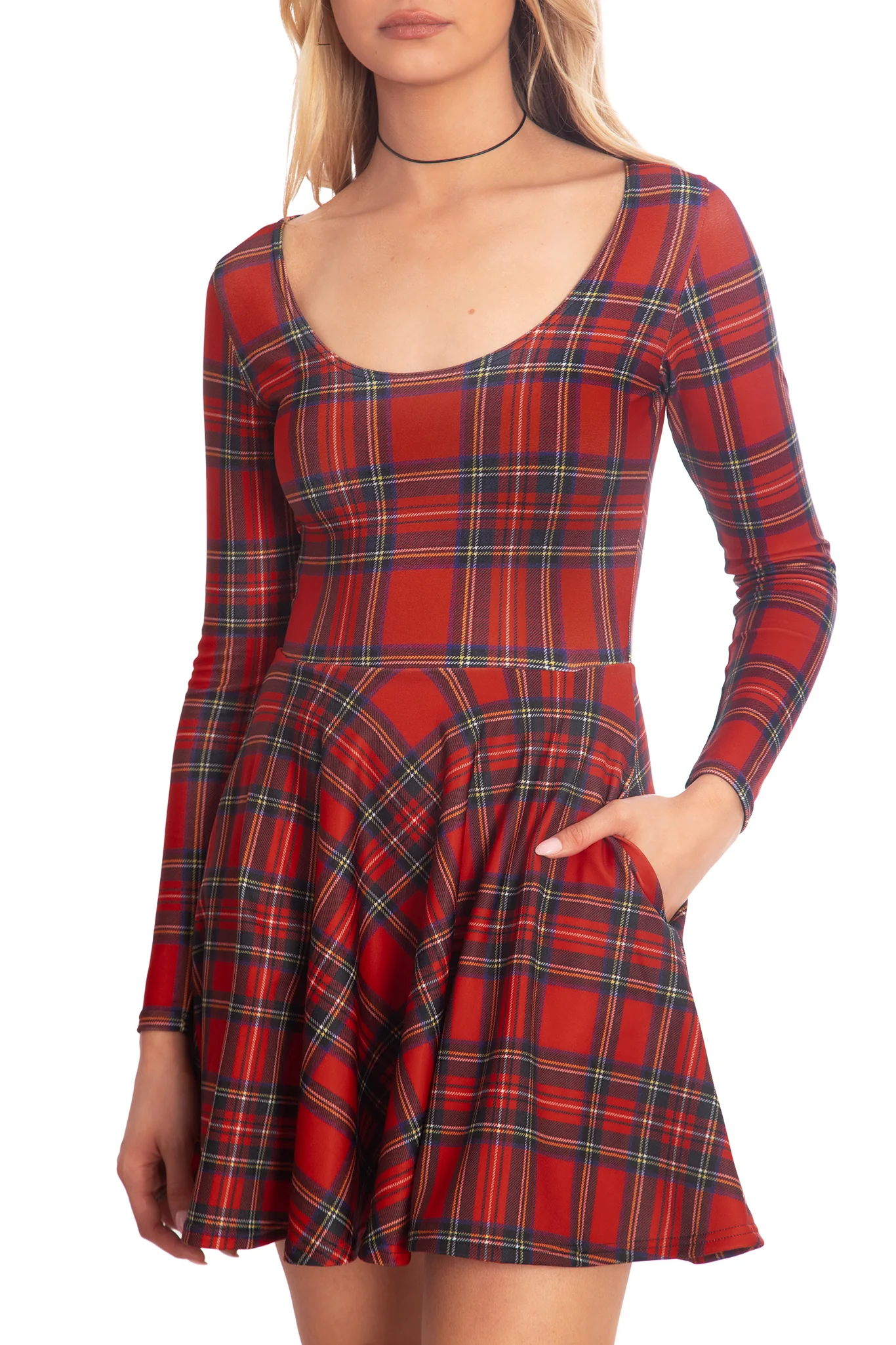 Tartan Red Toastie Long Sleeve Skater Dress - Image 4