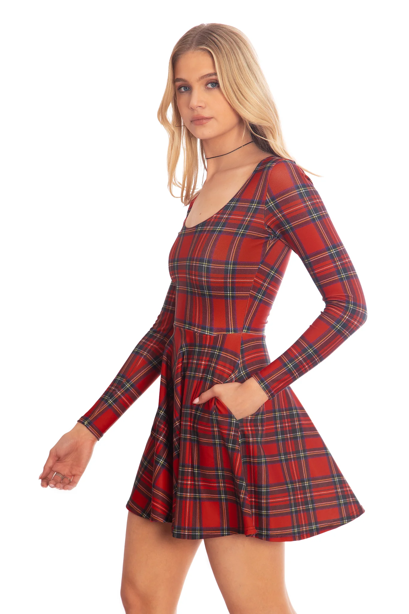 Tartan Red Toastie Long Sleeve Skater Dress - Image 7