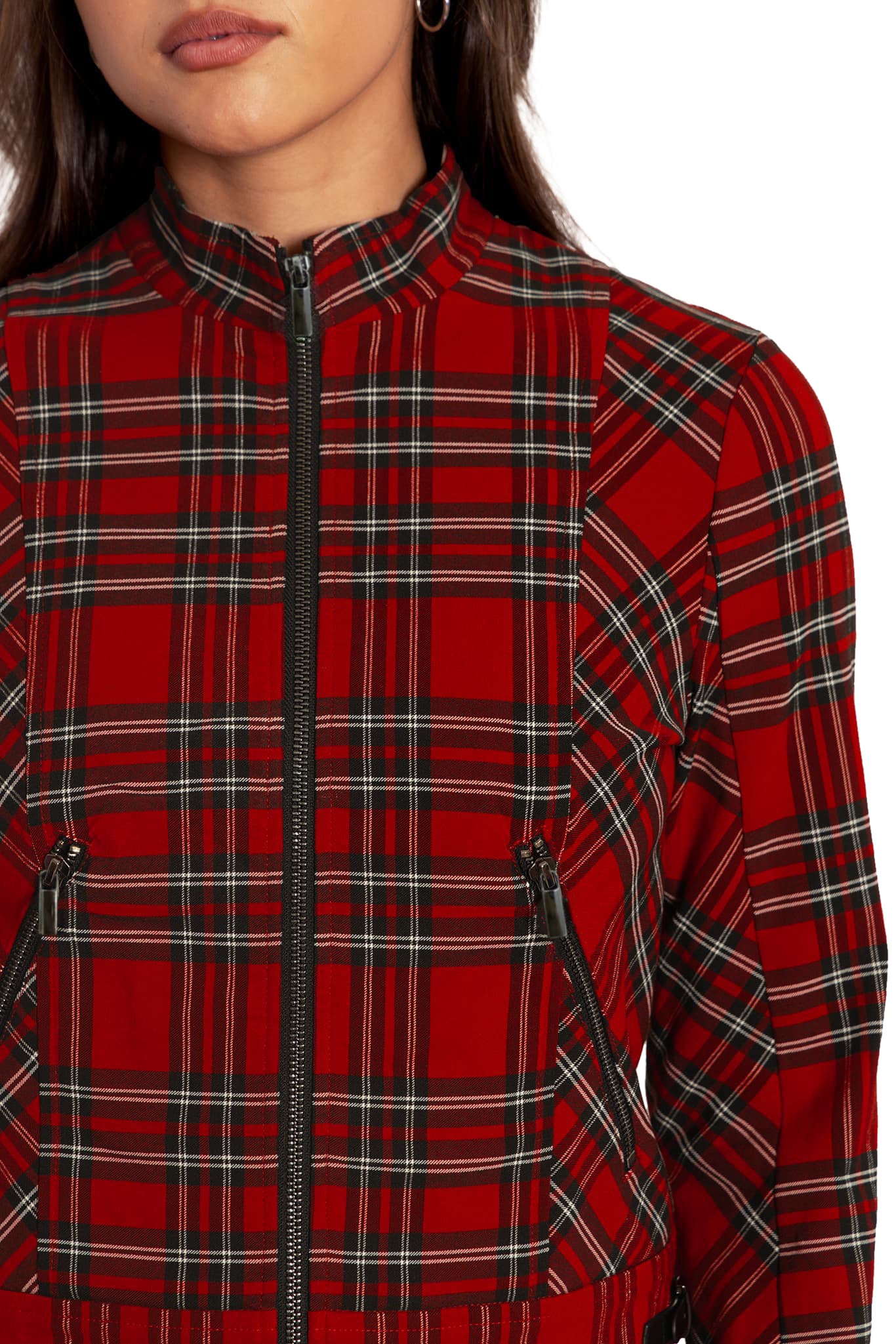 Tartan Rouge Cropped Buckle Jacket - Image 5