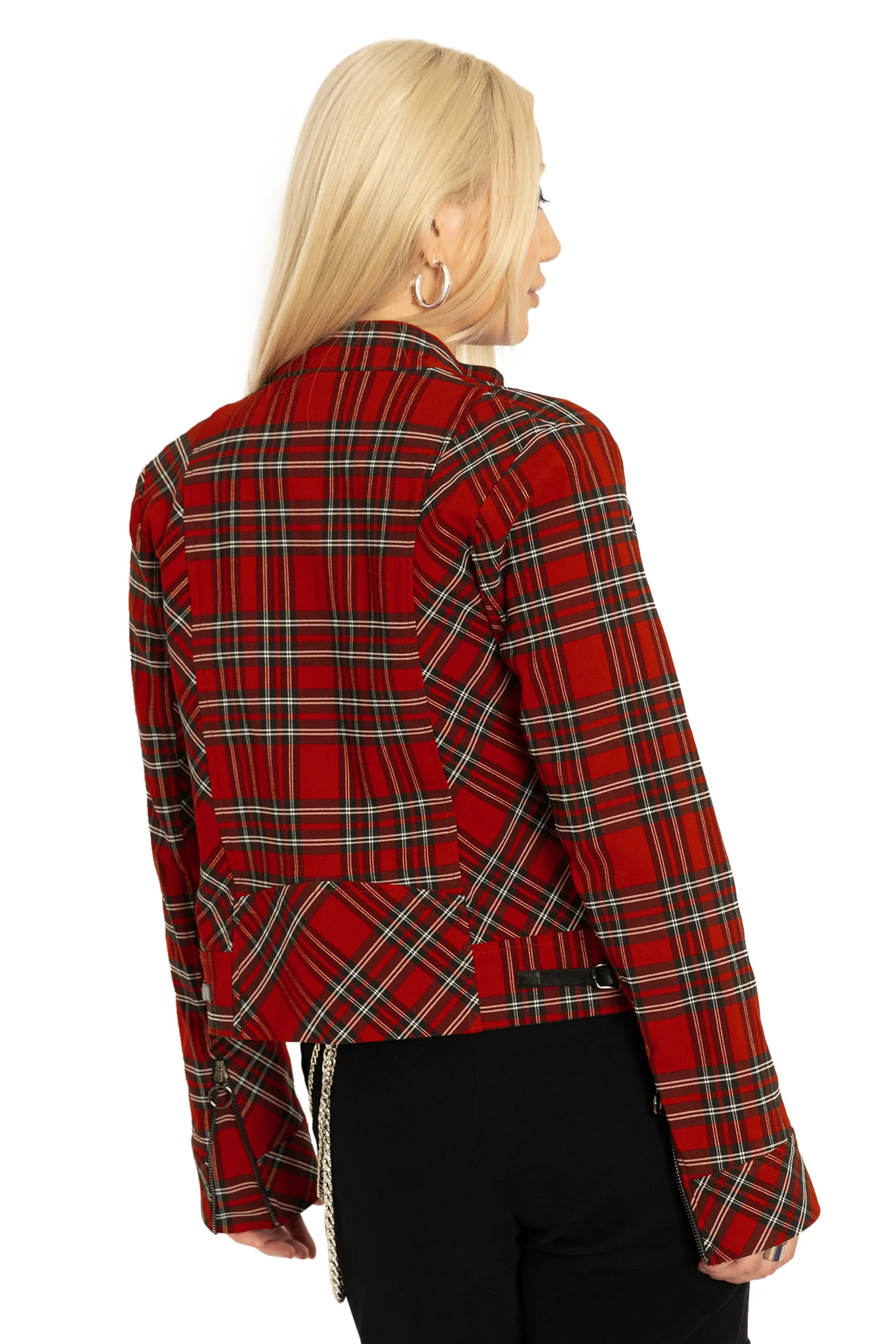 Tartan Rouge Cropped Buckle Jacket - Image 7