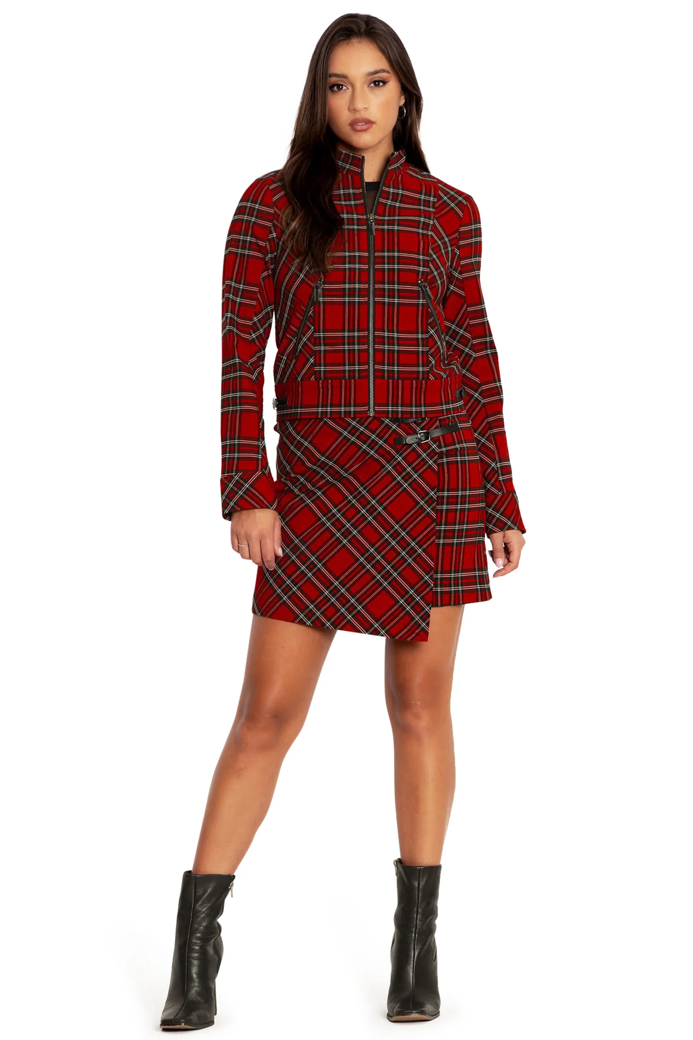 Tartan Rouge Cropped Buckle Jacket - Image 9