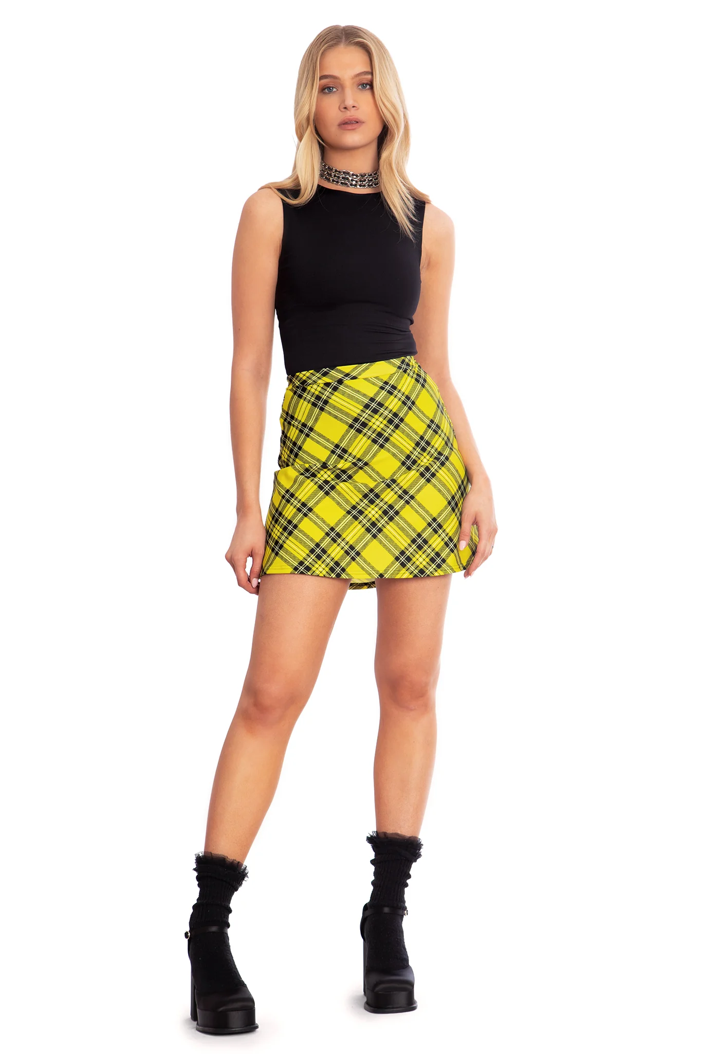 Tartan Yellow A-Line Skirt - Image 7