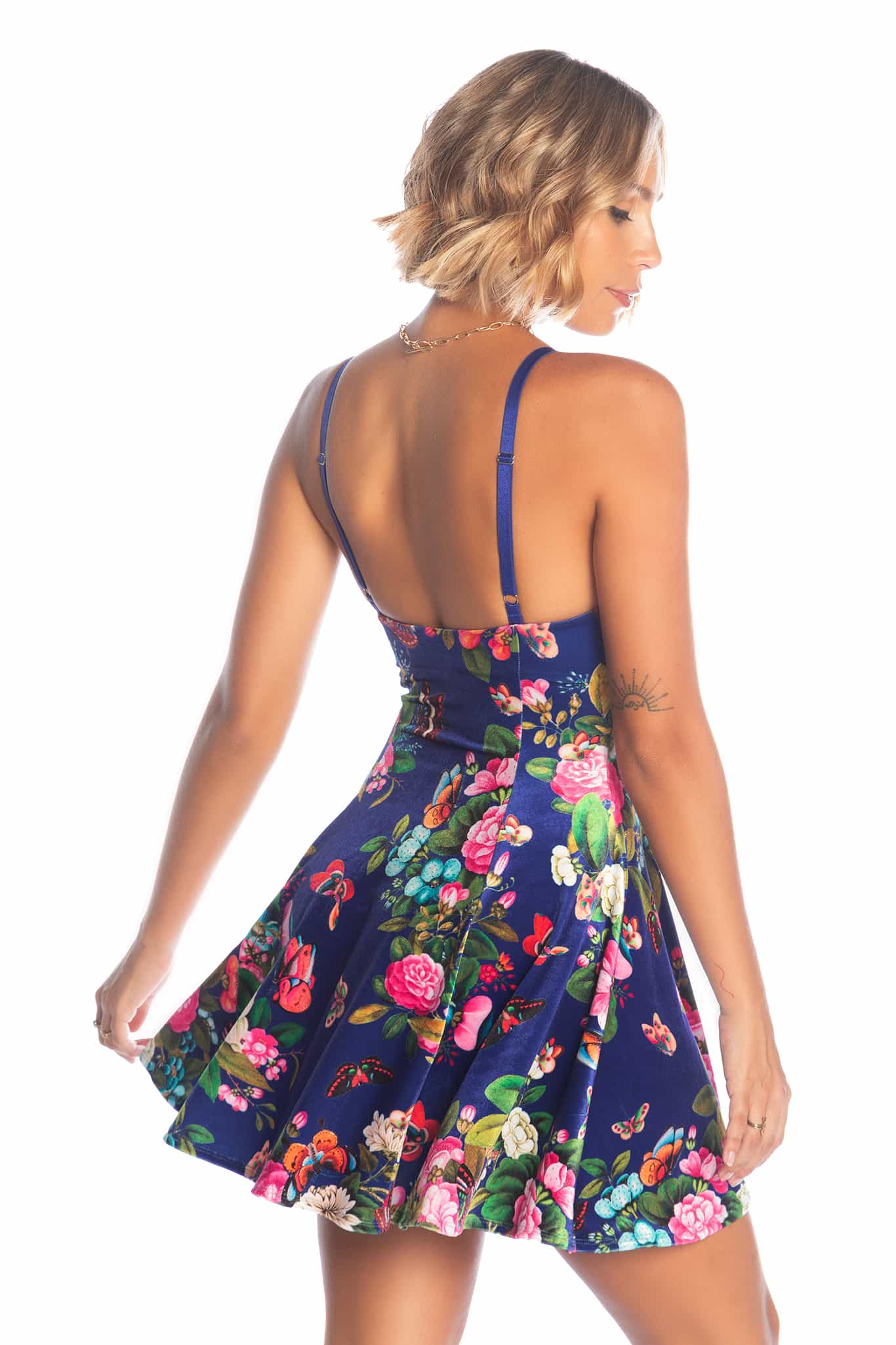 The Emperor’s Garden Velvet Mini Strappy Dress - Image 3