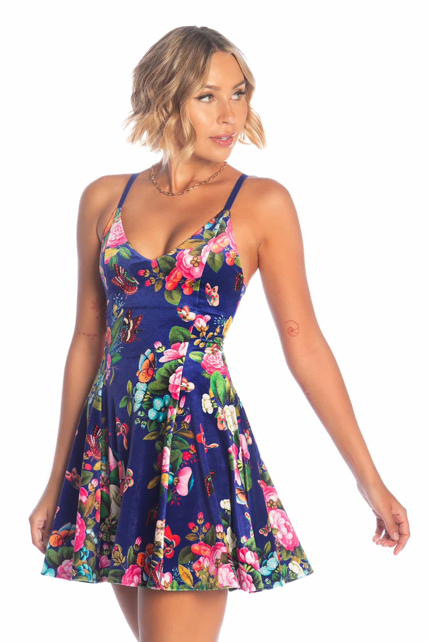 The Emperor’s Garden Velvet Mini Strappy Dress - Image 5