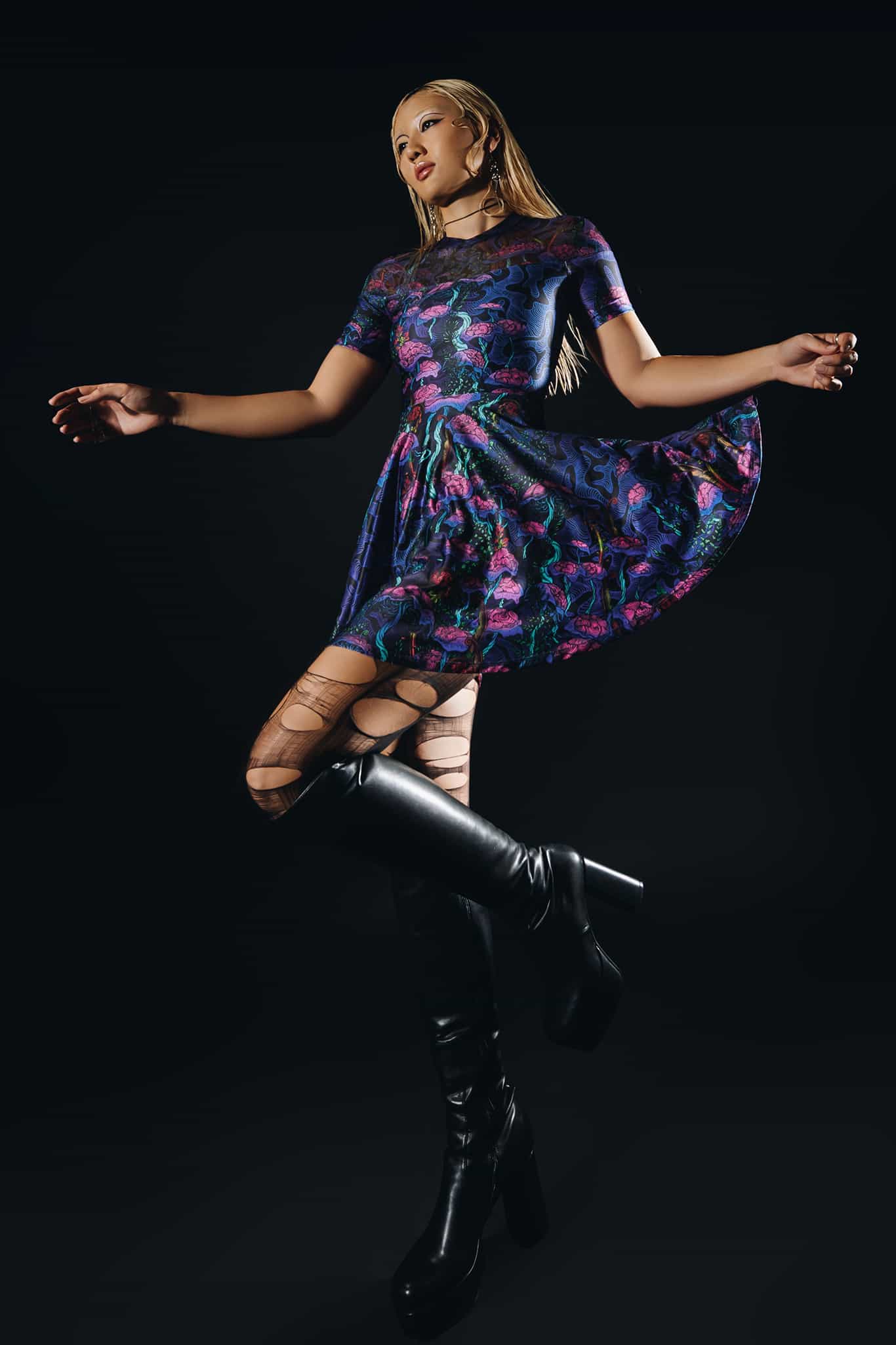 The Garden of Nutrients Sheer Splice Skater Dress - Image 5