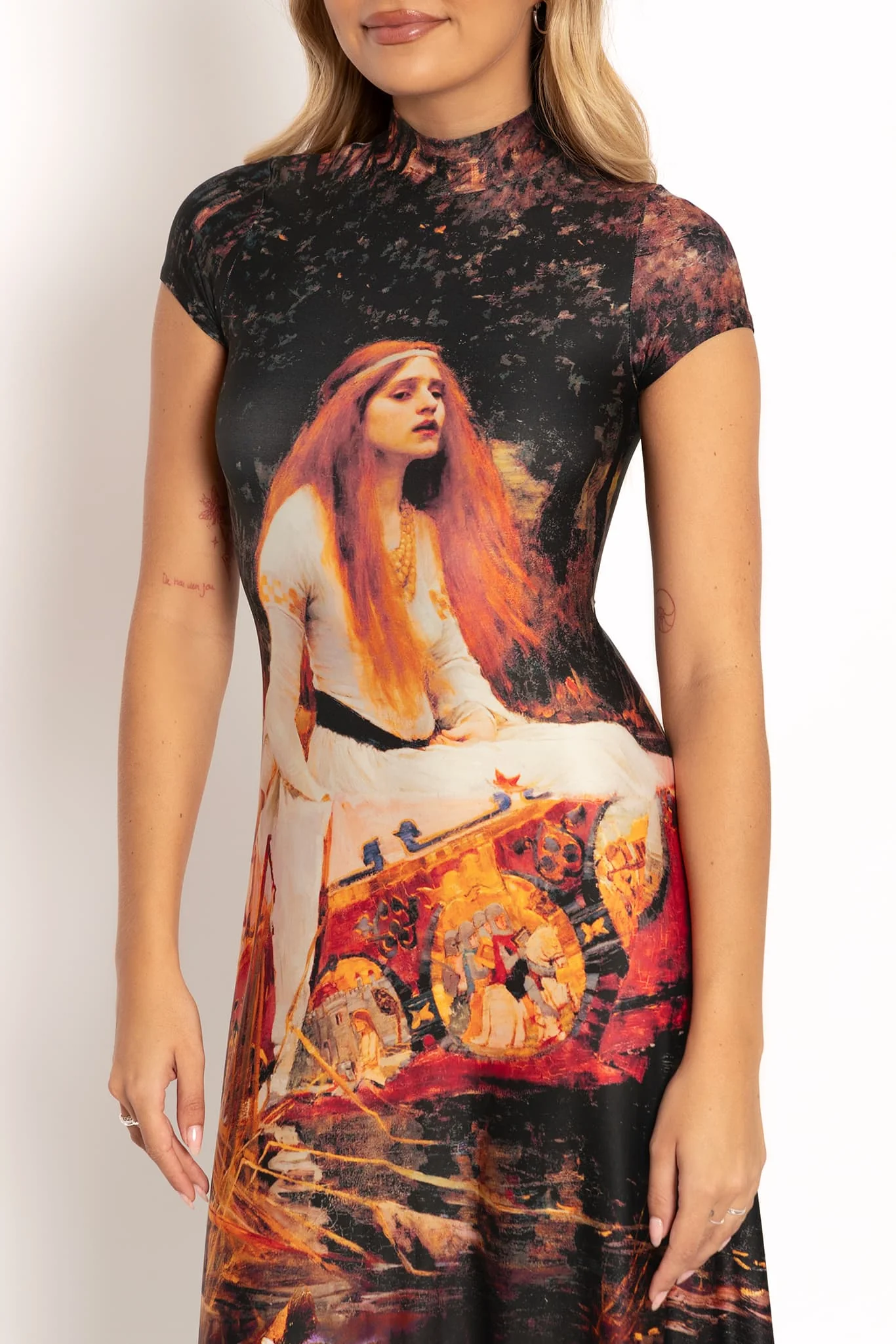 The Lady Of Shalott High Neck Cap Sleeve Maxi Dress - Image 2