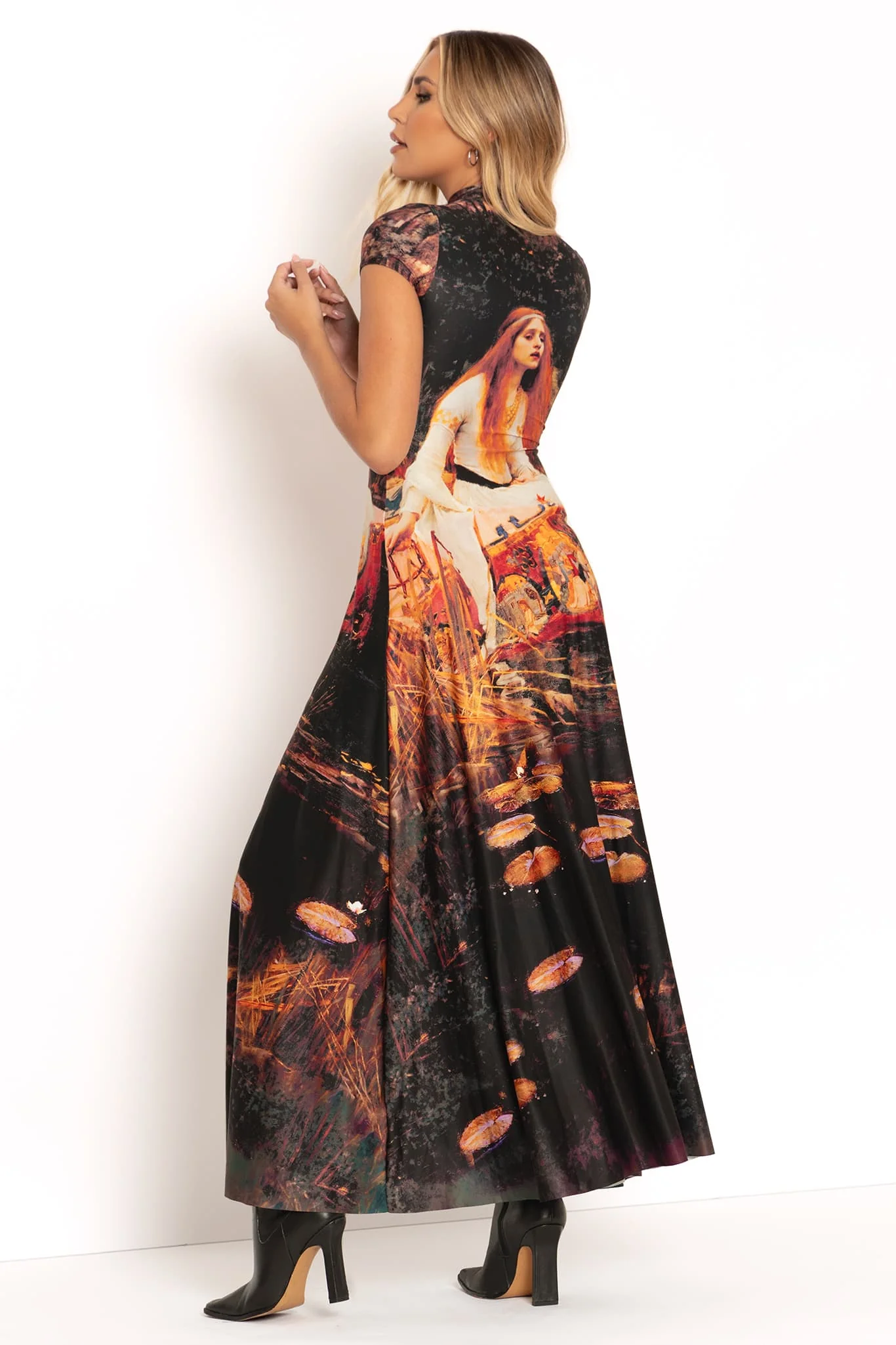 The Lady Of Shalott High Neck Cap Sleeve Maxi Dress - Image 3