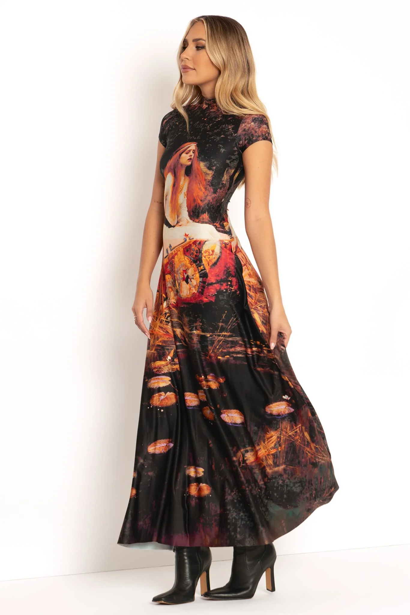 The Lady Of Shalott High Neck Cap Sleeve Maxi Dress - Image 6