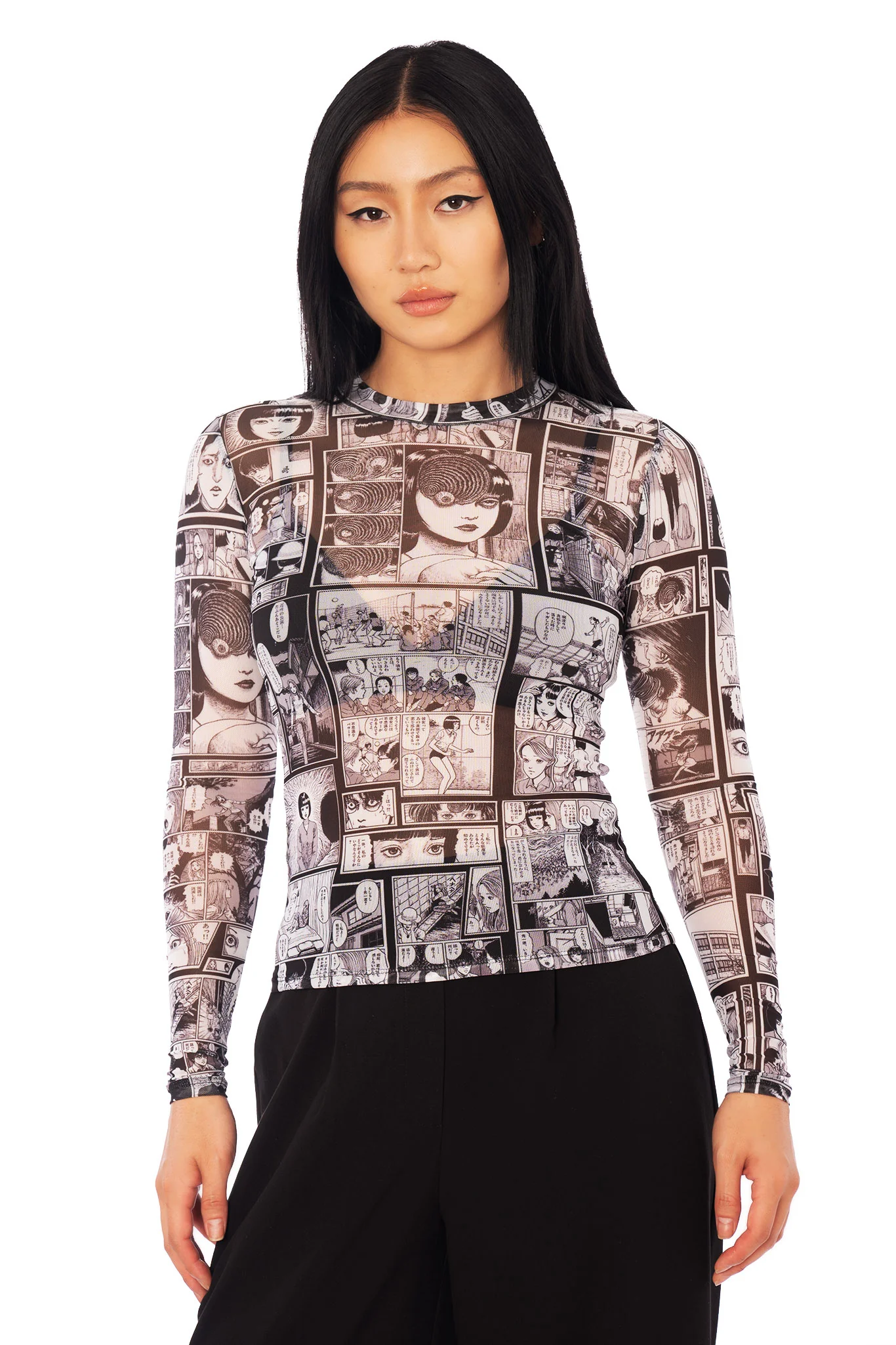 The Scar Sheer High Neck Long Sleeve Top - Image 3