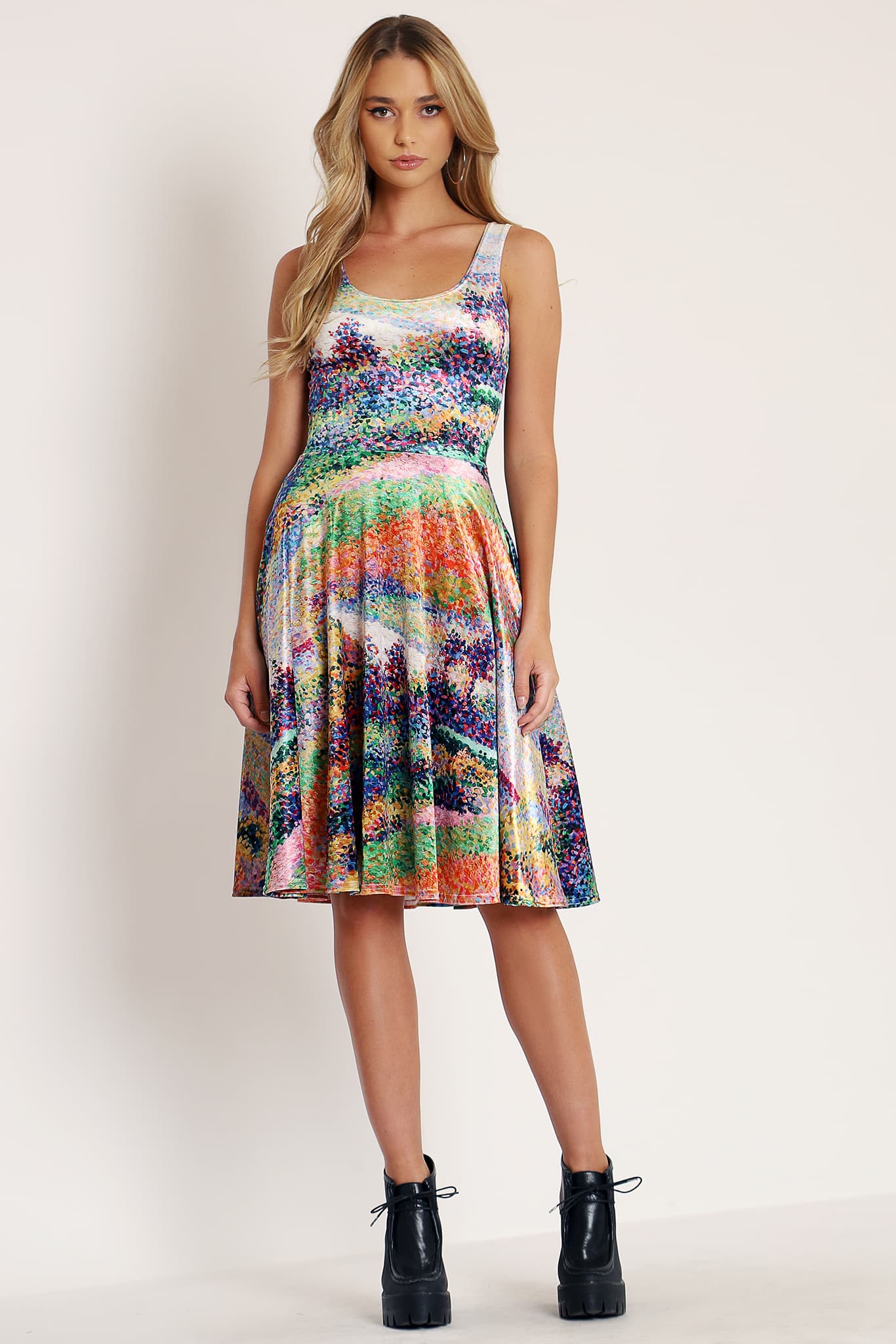 The Seine At Herblay Velvet Scoop Midi Dress - Image 4