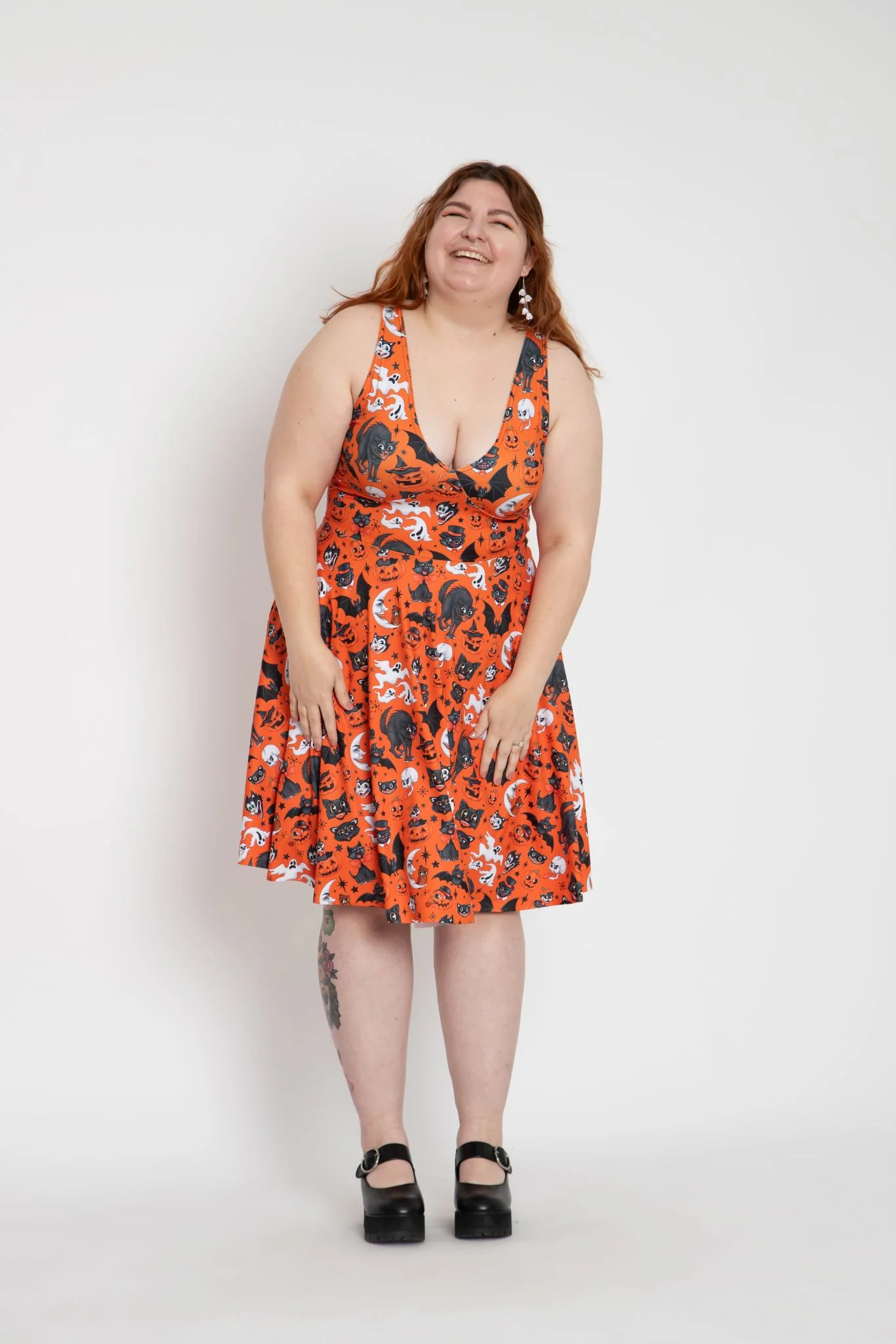 Trick Or Treat Pumpkin Longline Marilyn Dress - Image 4