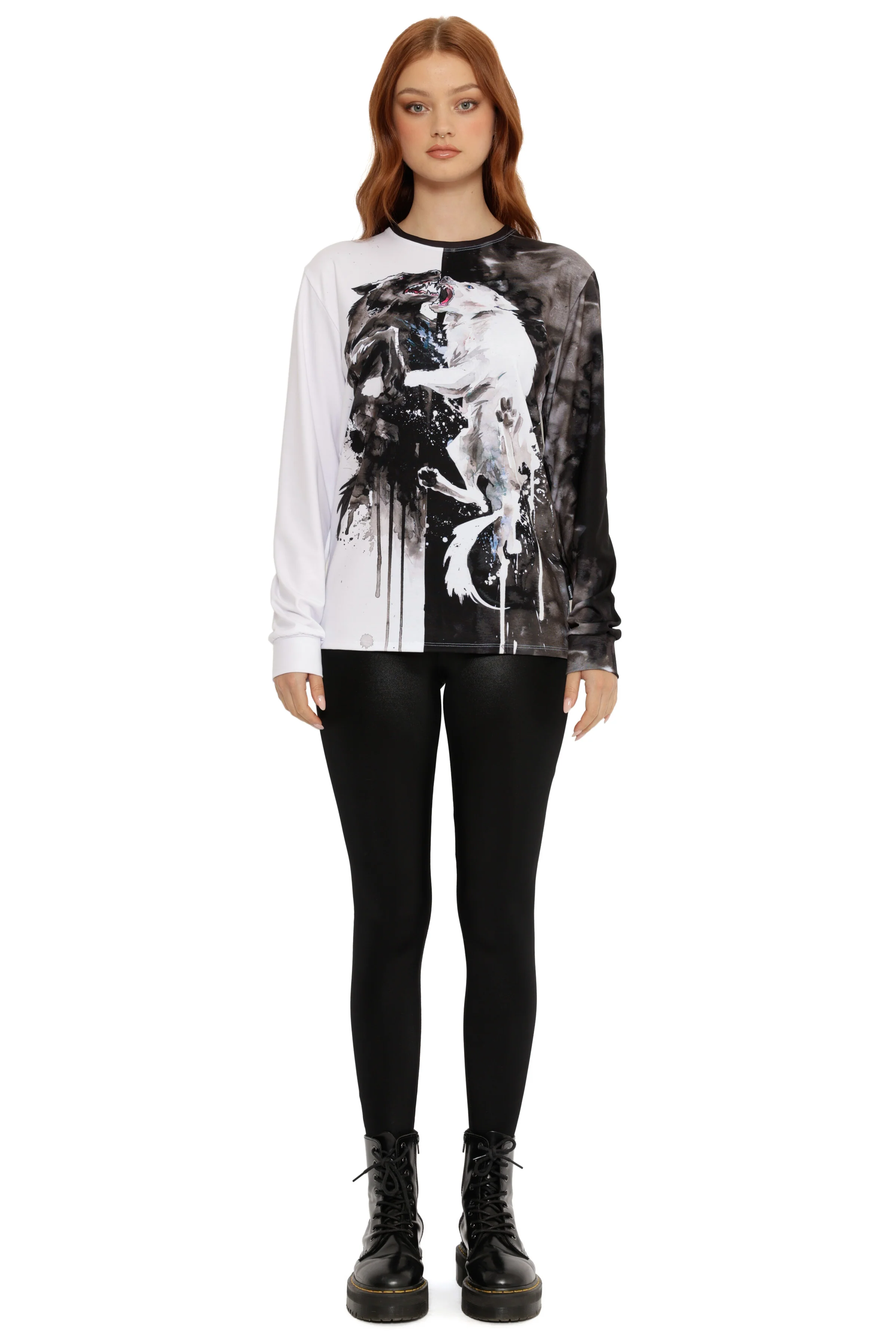 Two Wolves Long Sleeve Boyfriend Tee