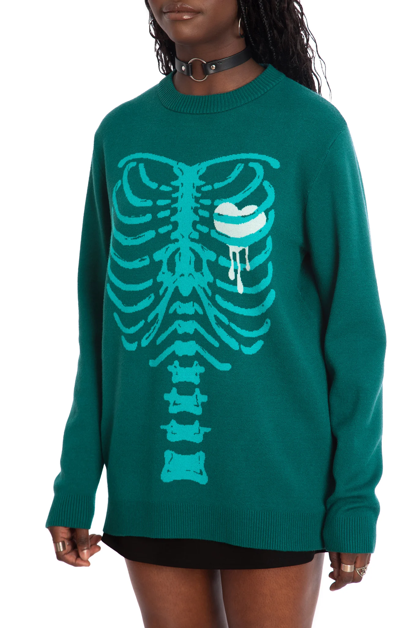Under My Skin Green Crew Knit Sweater - Image 4