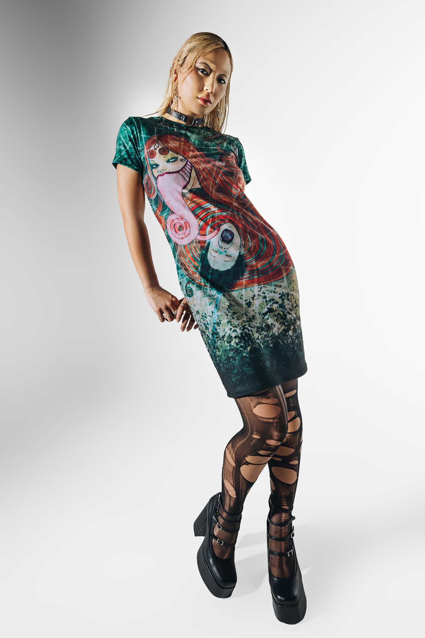 Uzumaki Reversible Longline Tee Dress - Image 10