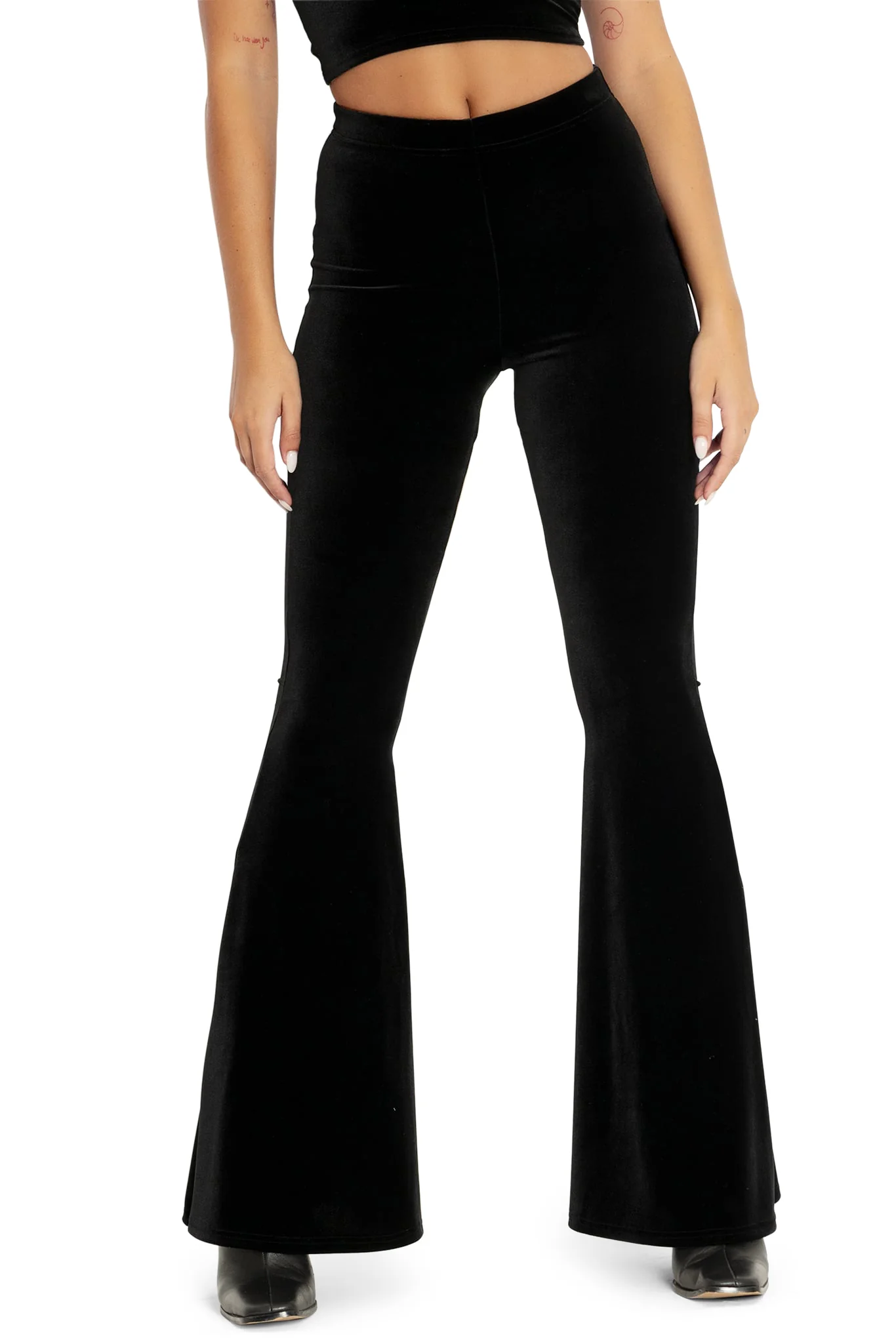 Velvet Black High Waisted Flare Pants - Image 6