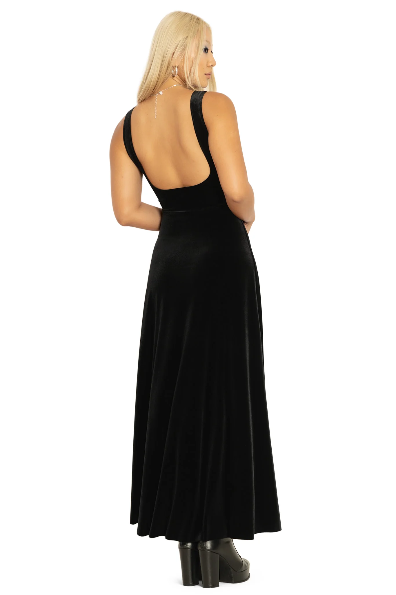 Velvet Black Underbust Maxi Dress - Image 7