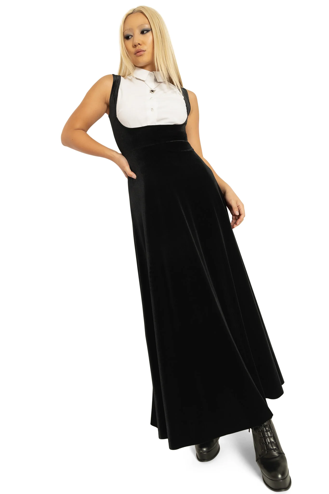 Velvet Black Underbust Maxi Dress - Image 8
