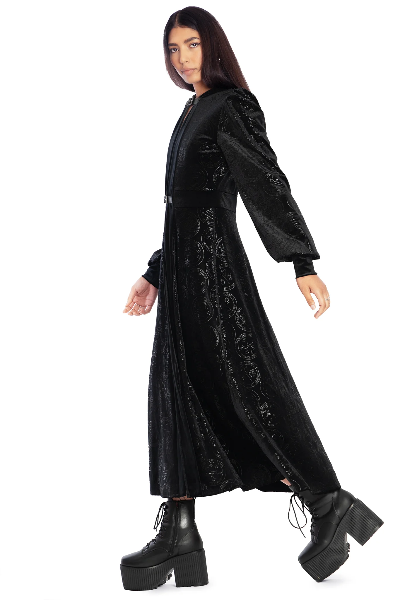 Good Charms Velvet Hooded Maxi Jacket - Image 5
