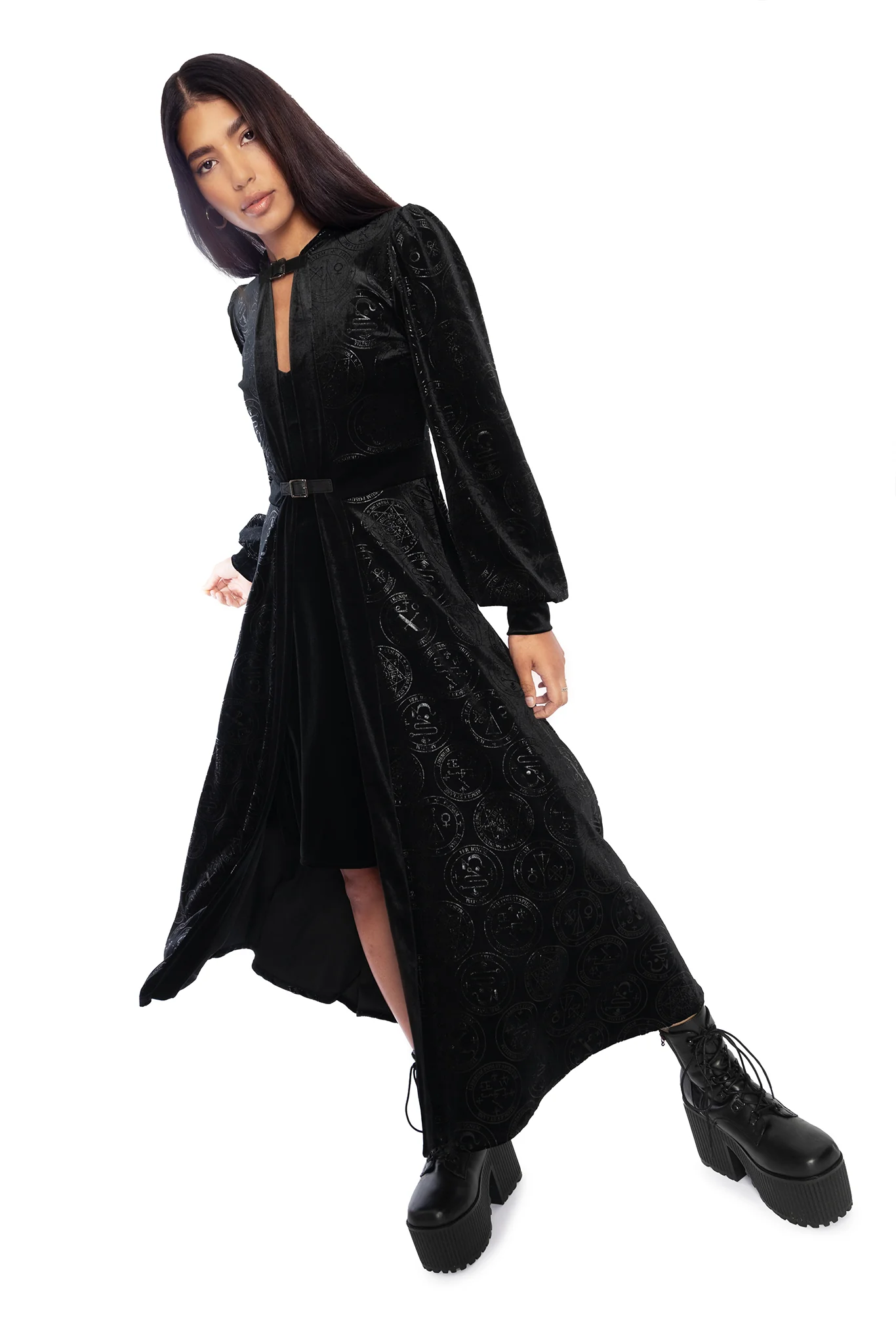 Good Charms Velvet Hooded Maxi Jacket - Image 6