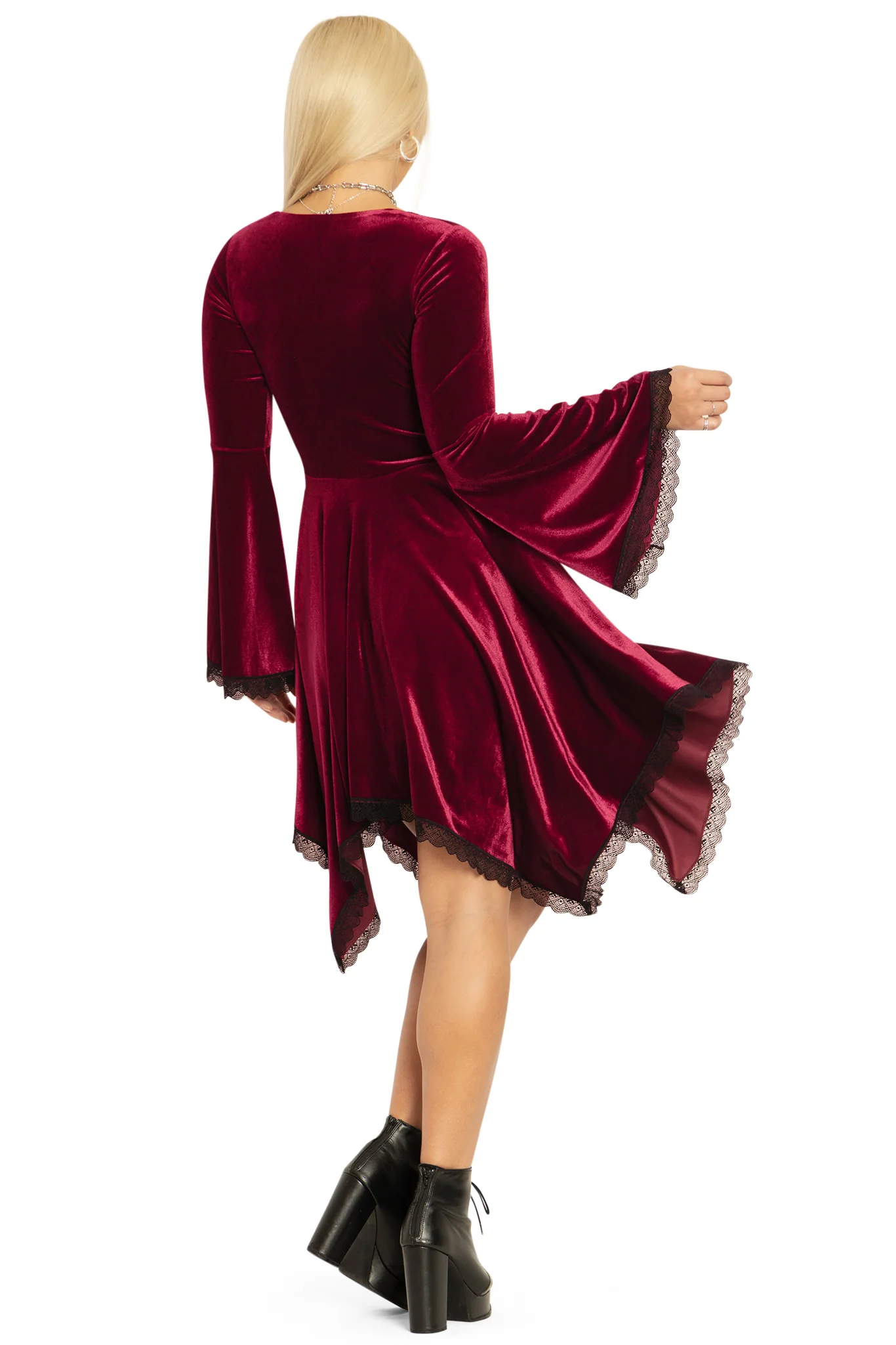 Velvet Wine Spectre Waterfall Dress - Image 2