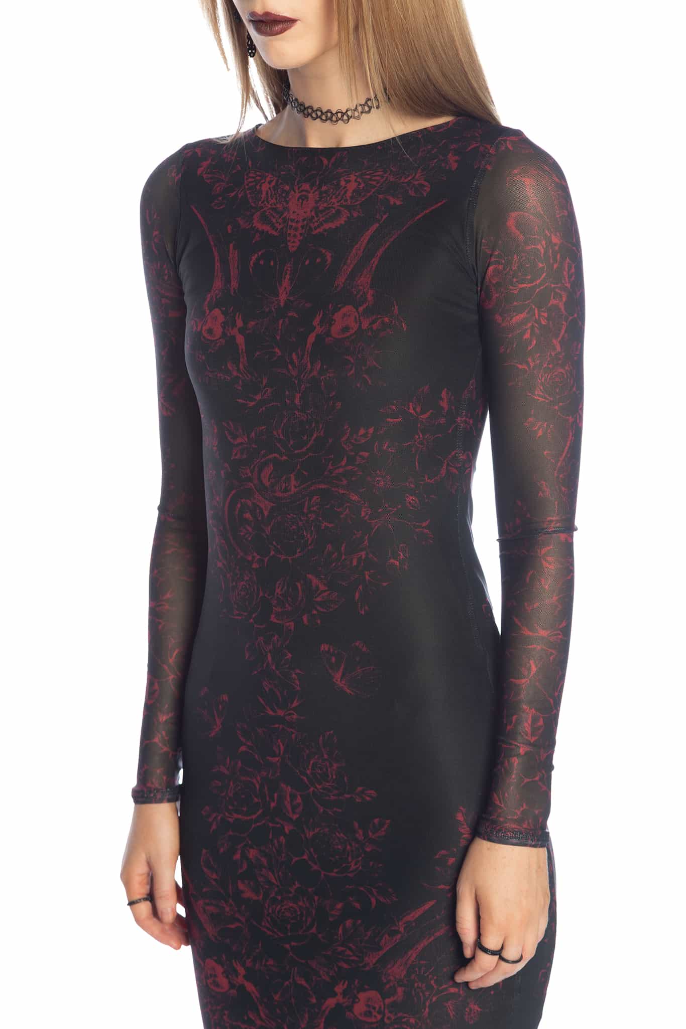 Venom Veil Long Sleeve Bodycon Dress - Image 3